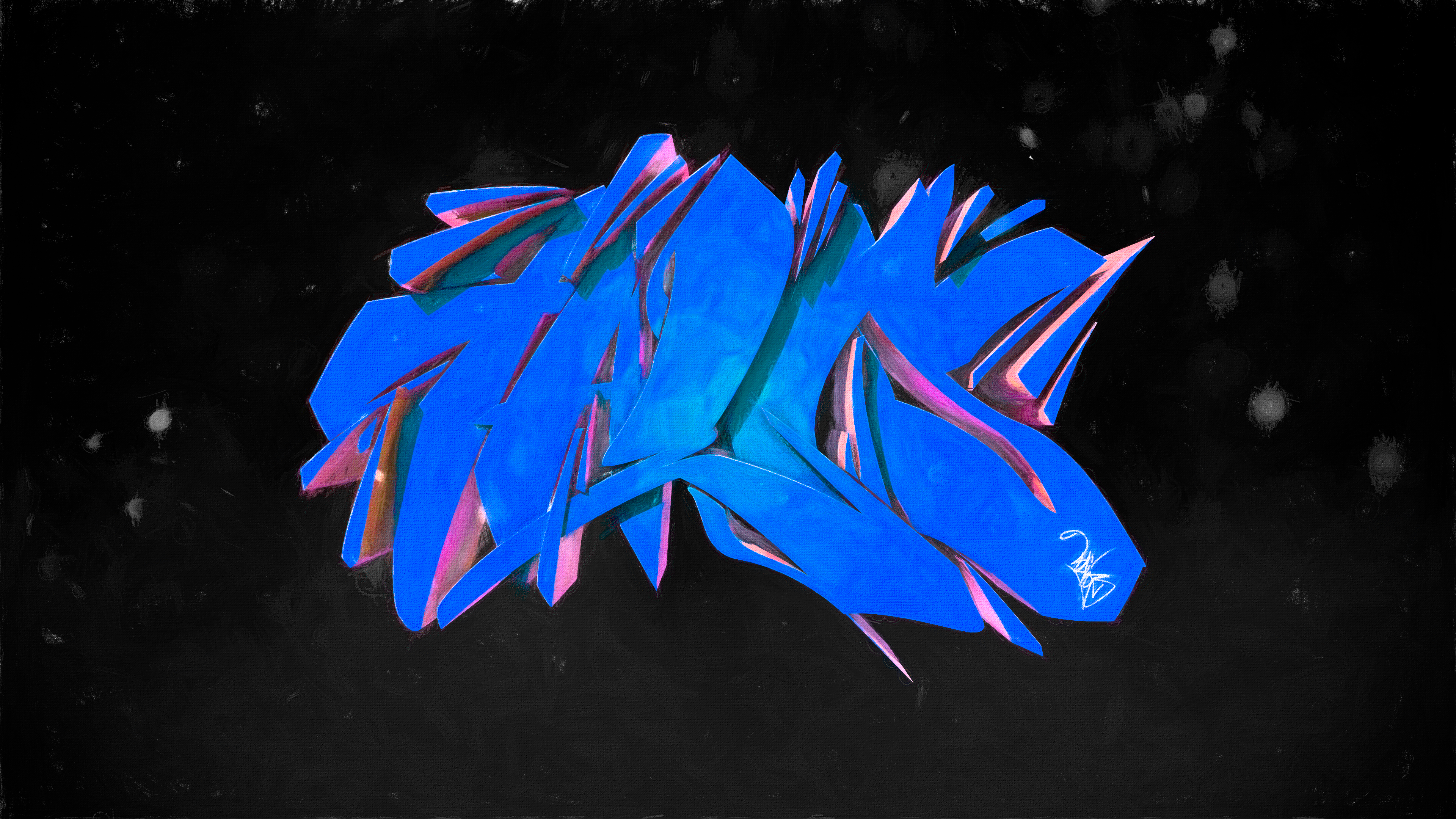 3D CGi Shader Oil Painting Filter Graffiti Blue Pink Talos Hip Hop Canvas 3840x2160