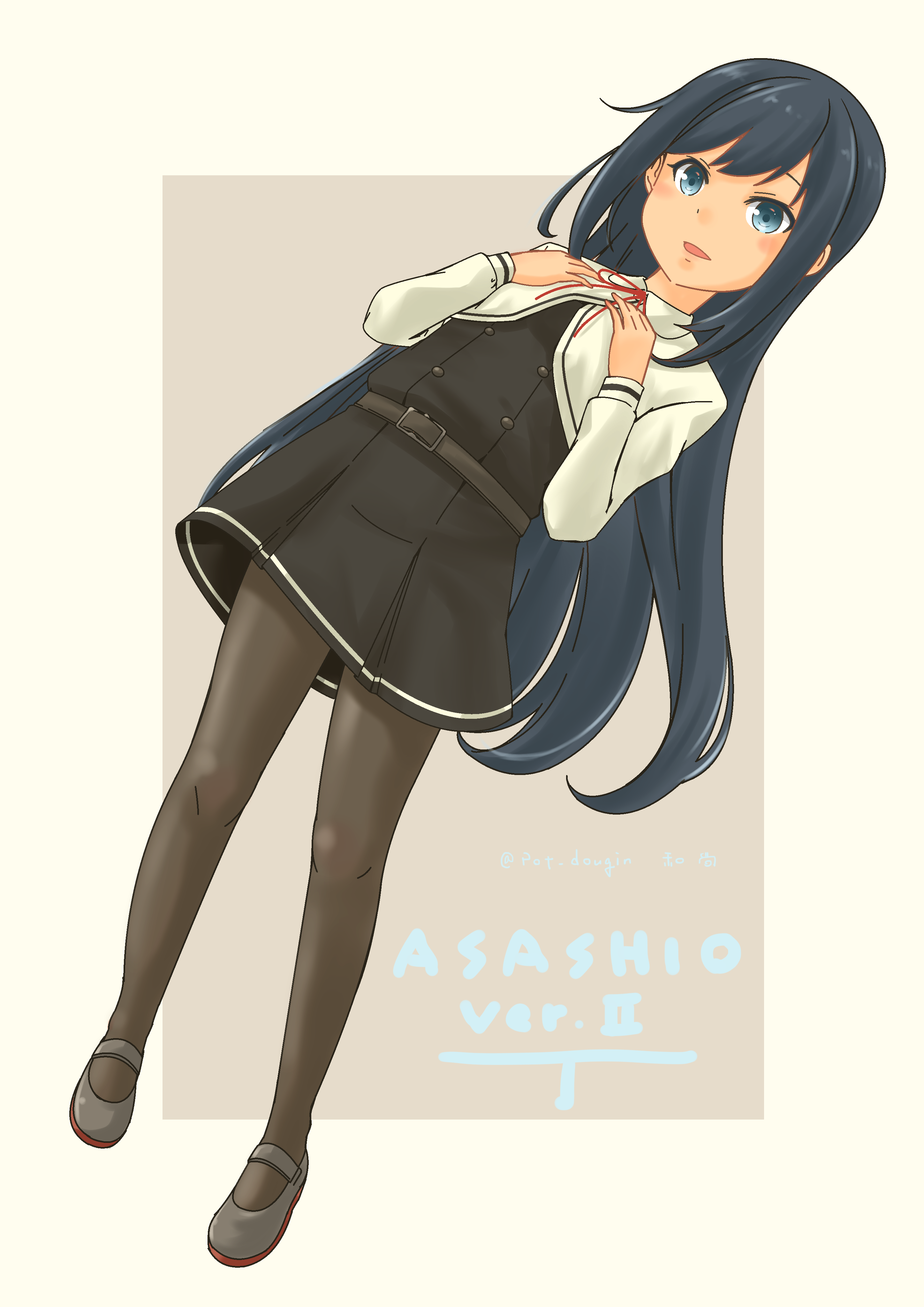 Anime Anime Girls Kantai Collection Asashio Kancolle Black Hair Long Hair Artwork Digital Art Fan Ar 2894x4093