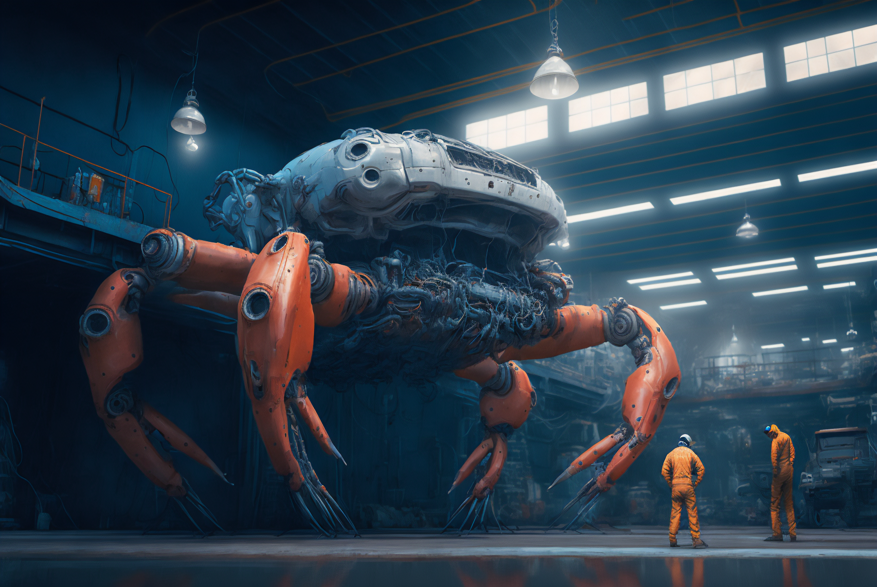 Ai Art Robot Mechs Crabs Hangar Futuristic 3060x2048
