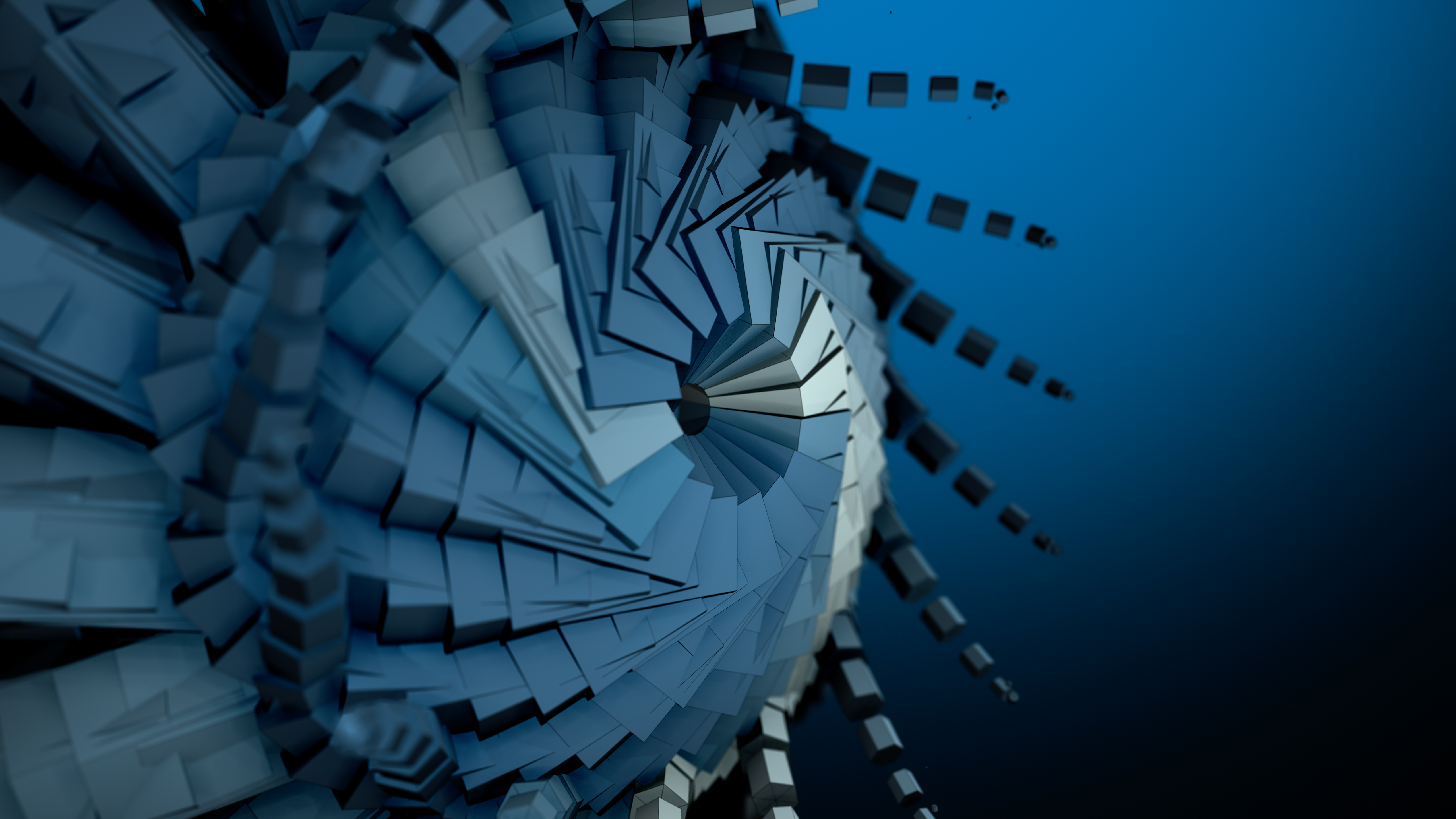 Digital Art Abstract Blue 3D Fractal Blue Background Geometric Figures 5120x2880
