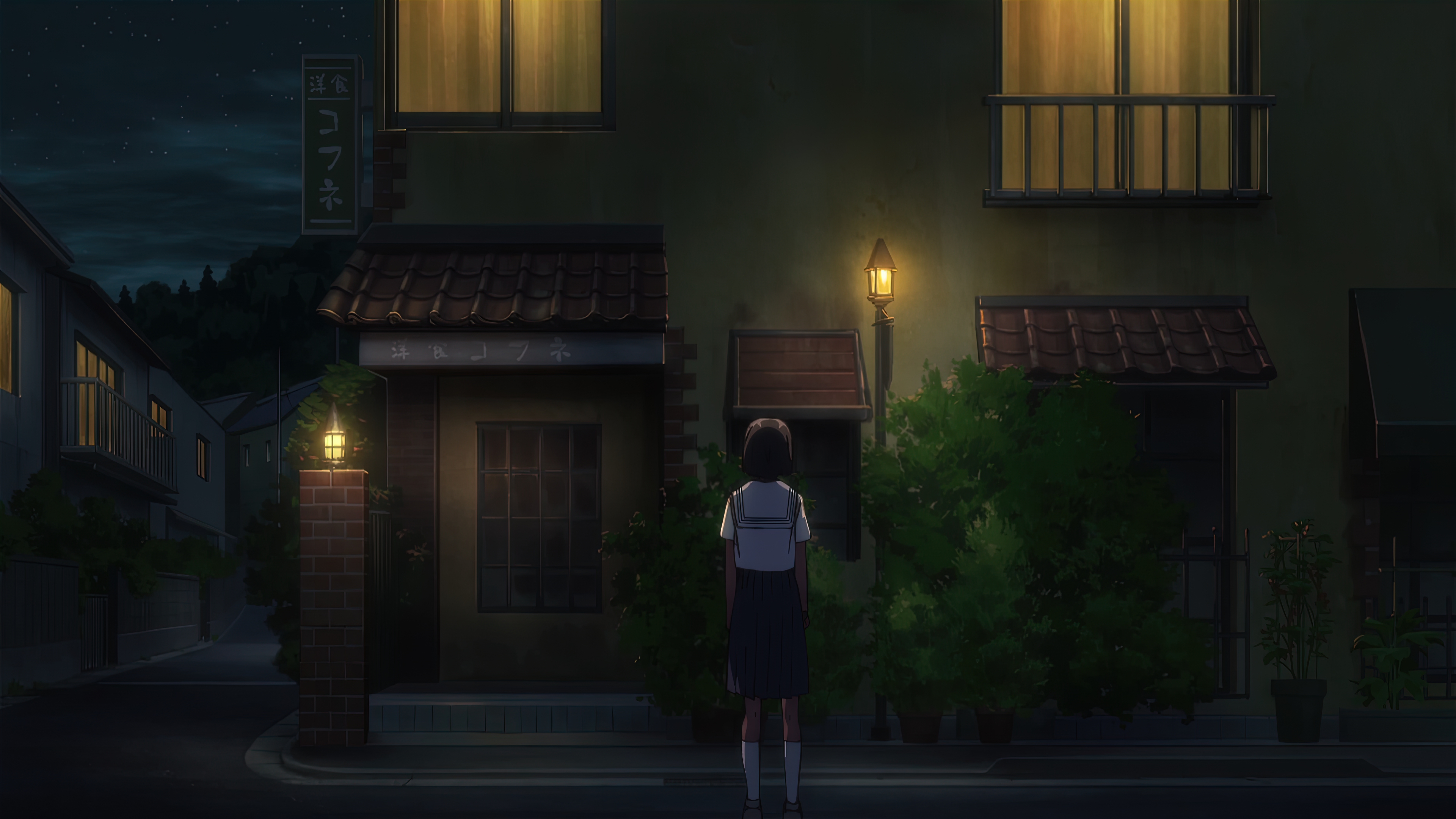Summer Time Render 4K Anime Anime Screenshot Anime Girls Night Building House 3840x2160