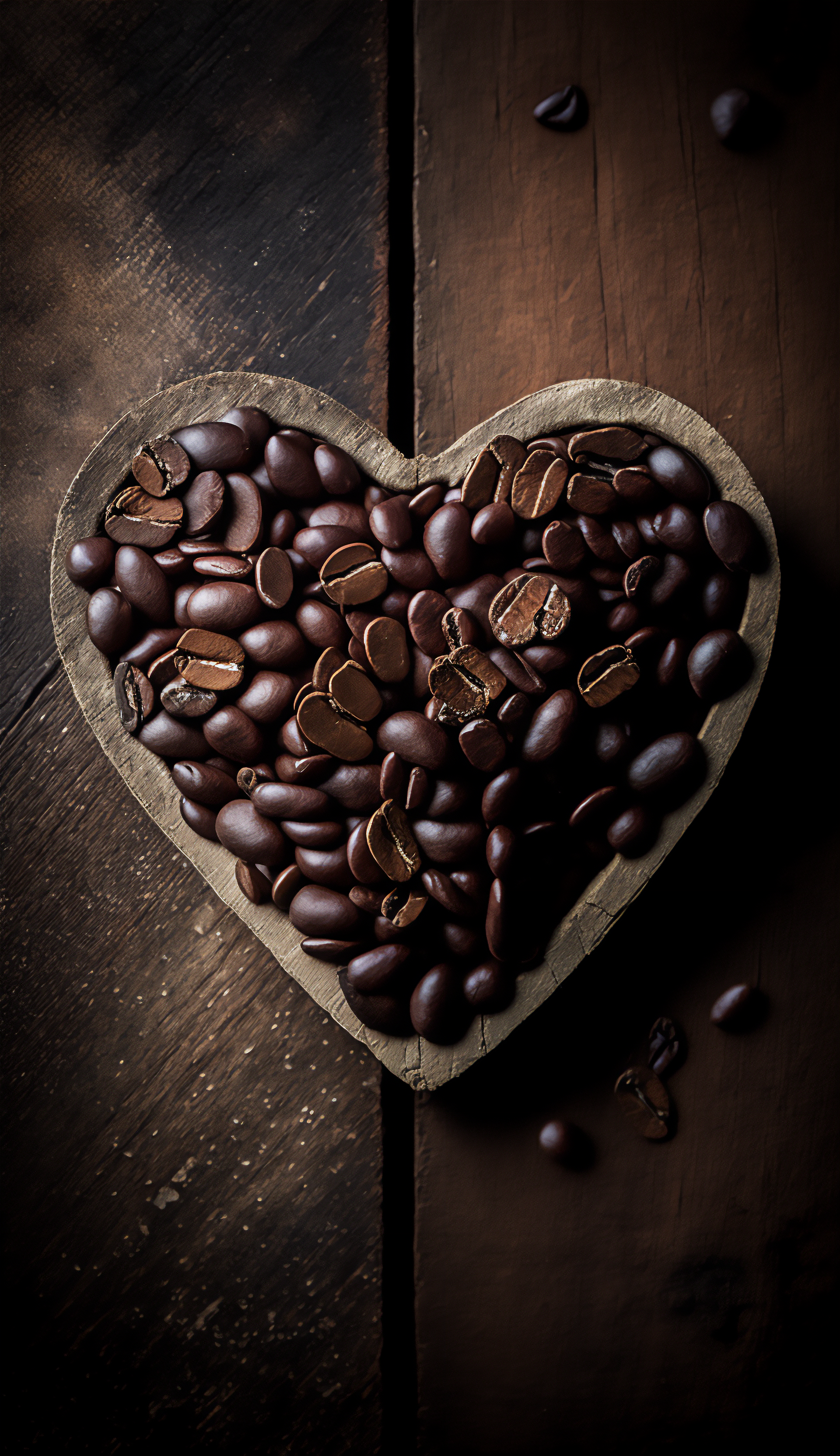 Ai Art Vertical Portrait Display Heart Coffee Beans 1920x3328