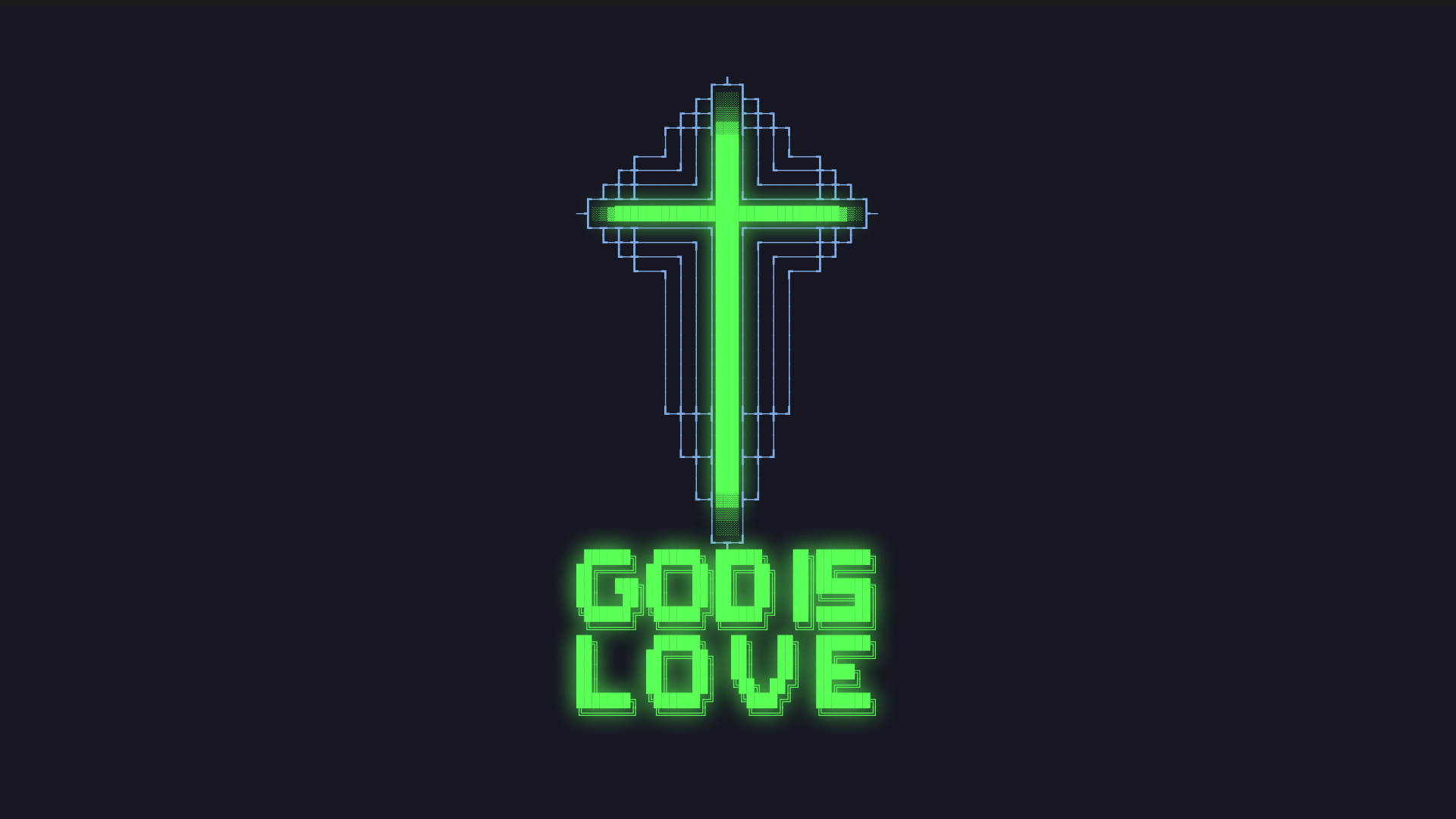 Crucifix Religion ASCii Art Cyberpunk Neon Hacking Code Abstract 1920x1080