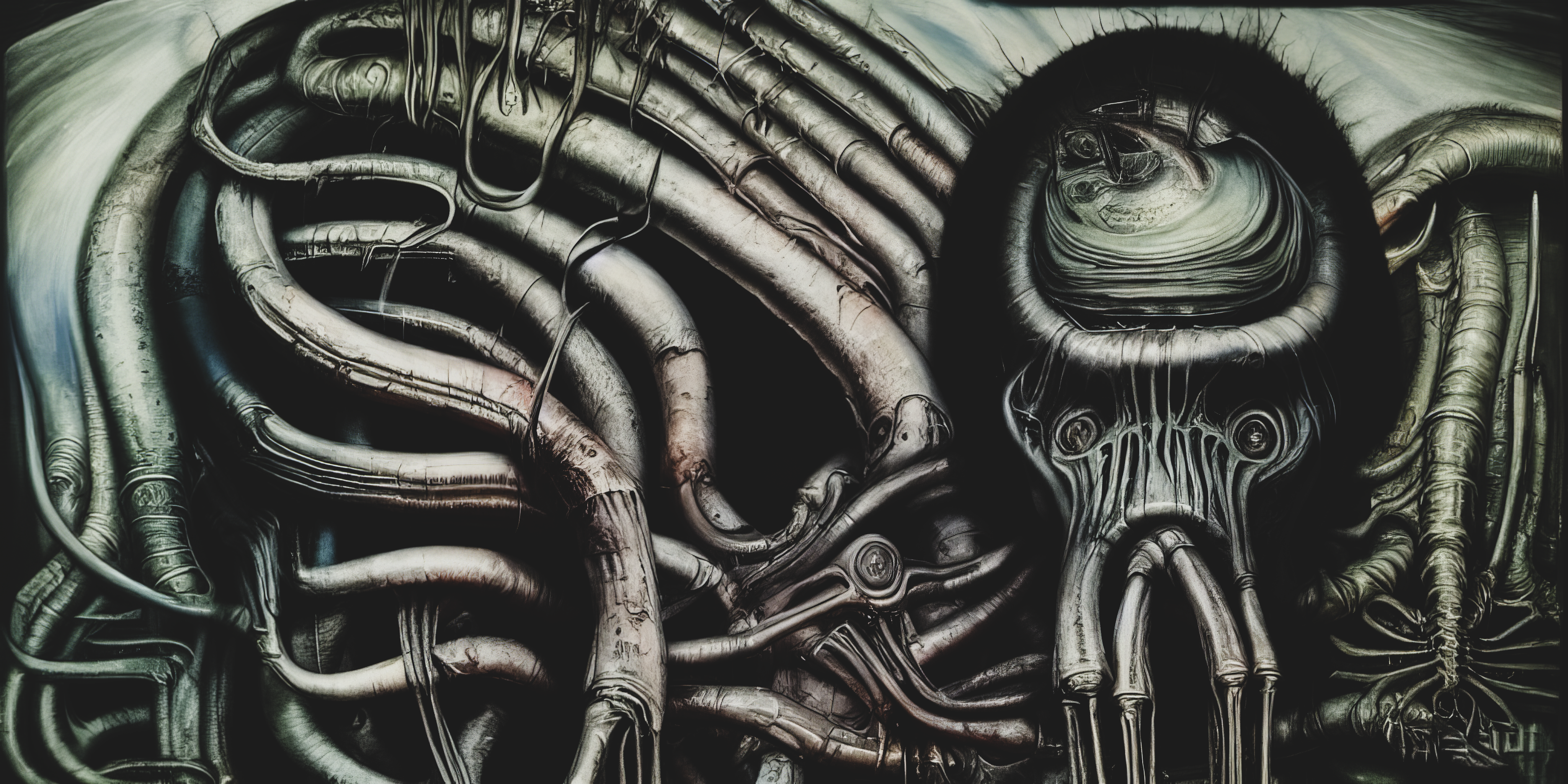 Ai Ai Generated Creepy Dark Anatomy Tubes Fantasy Art Surreal 4096x2048