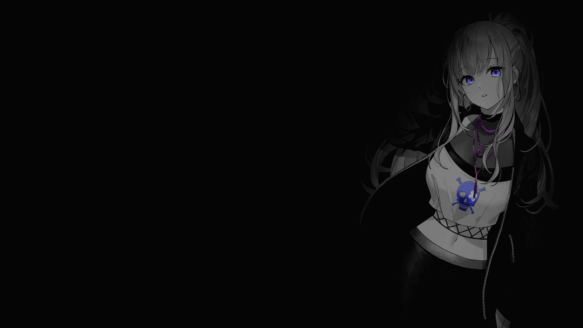 Selective Coloring Black Background Dark Background Simple Background Anime Girls Mori Calliope Holo 1920x1080
