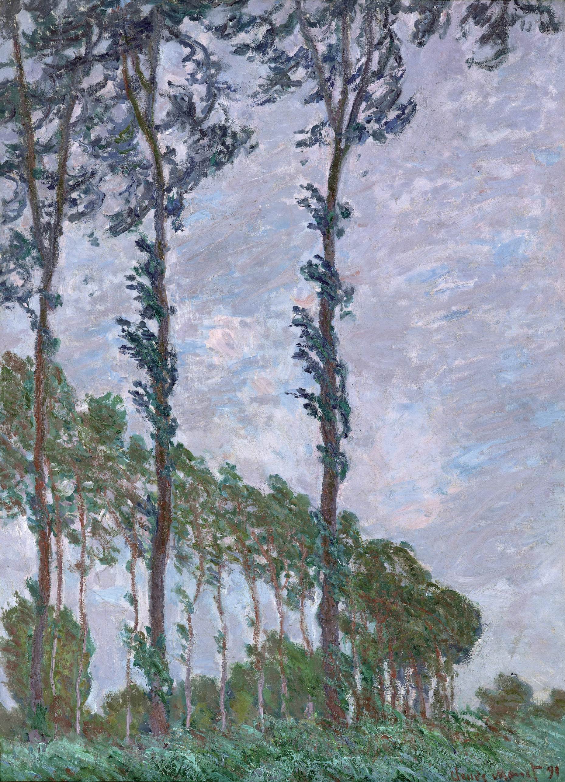 Oil Painting Oil On Canvas Claude Monet Trees Classical Art Artwork Portrait Display Sky Clouds Natu 1858x2570