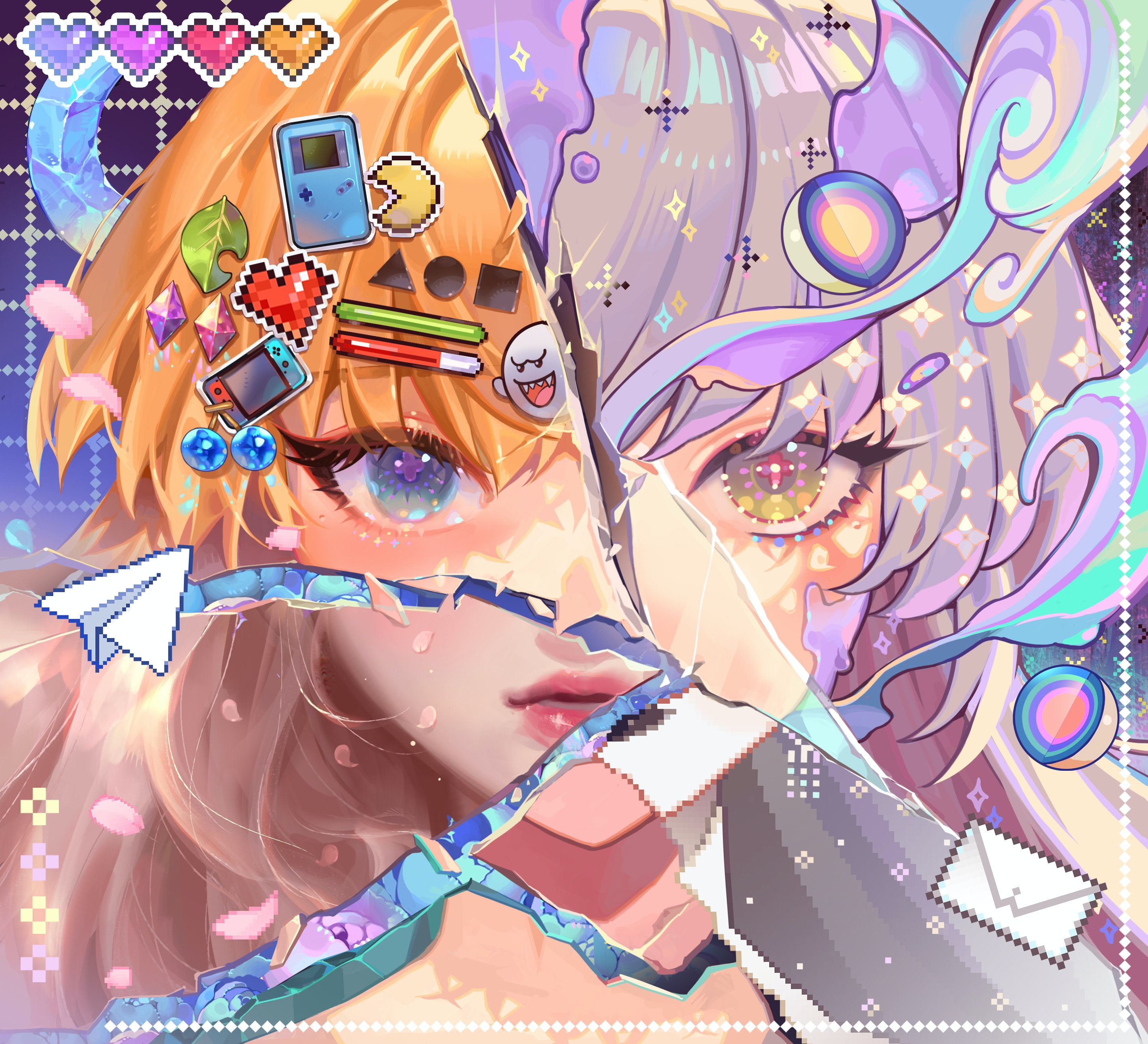 Orange Sekaii Digital Art Artwork Illustration Anime Anime Girls Women Blonde Short Hair Two Eye Col 2845x2587