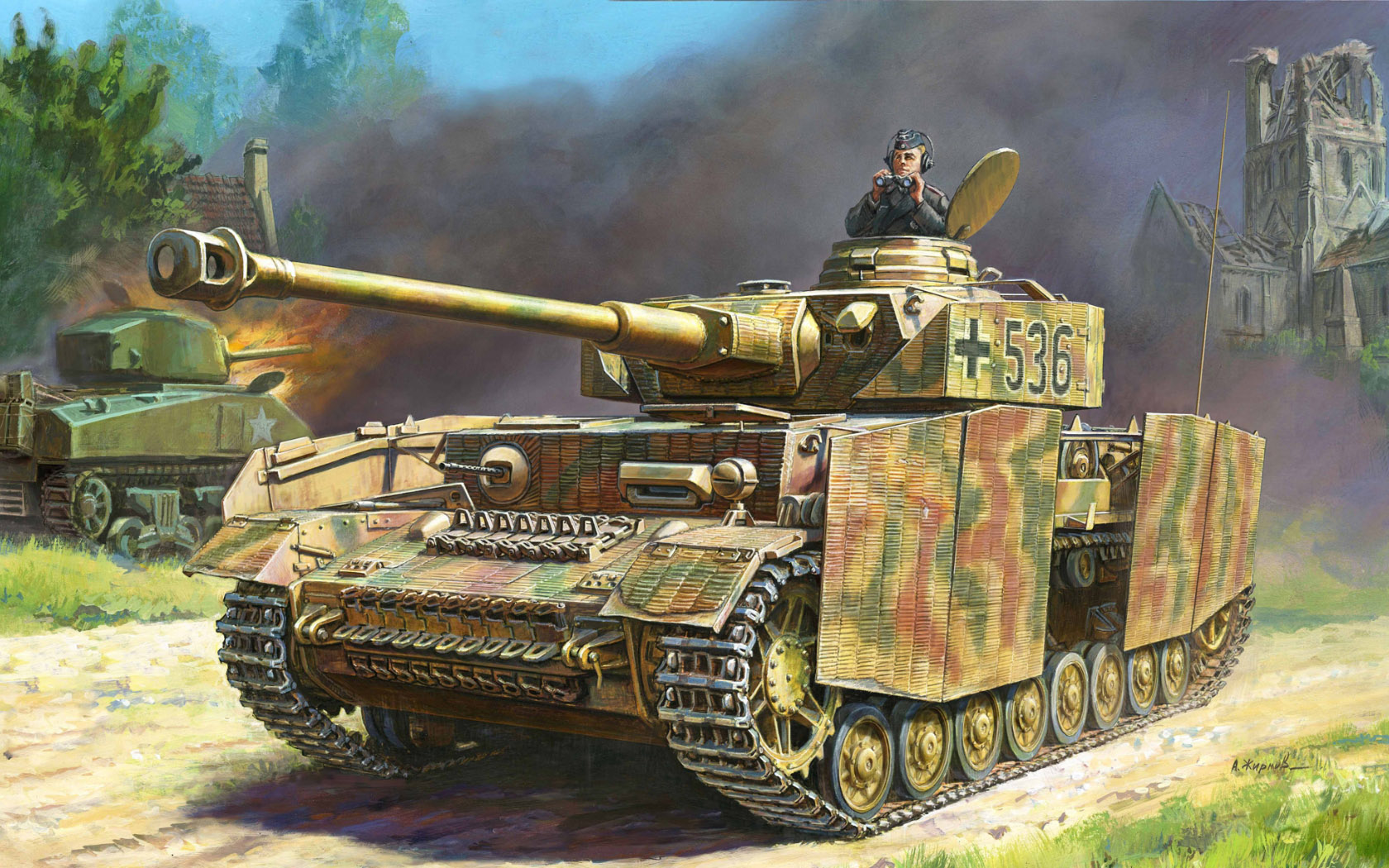 Tank Military Panzer IV Military Vehicle Explosion Artwork 1680x1050
