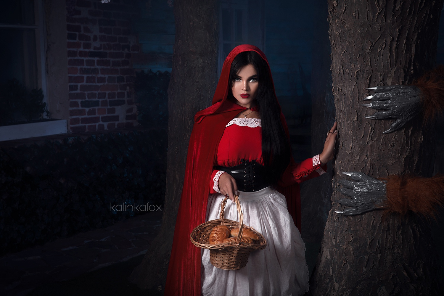 Women Model Brunette Long Hair Cosplay Fictional Fictional Character Red Riding Hood Red Lipstick Lo 1500x1000