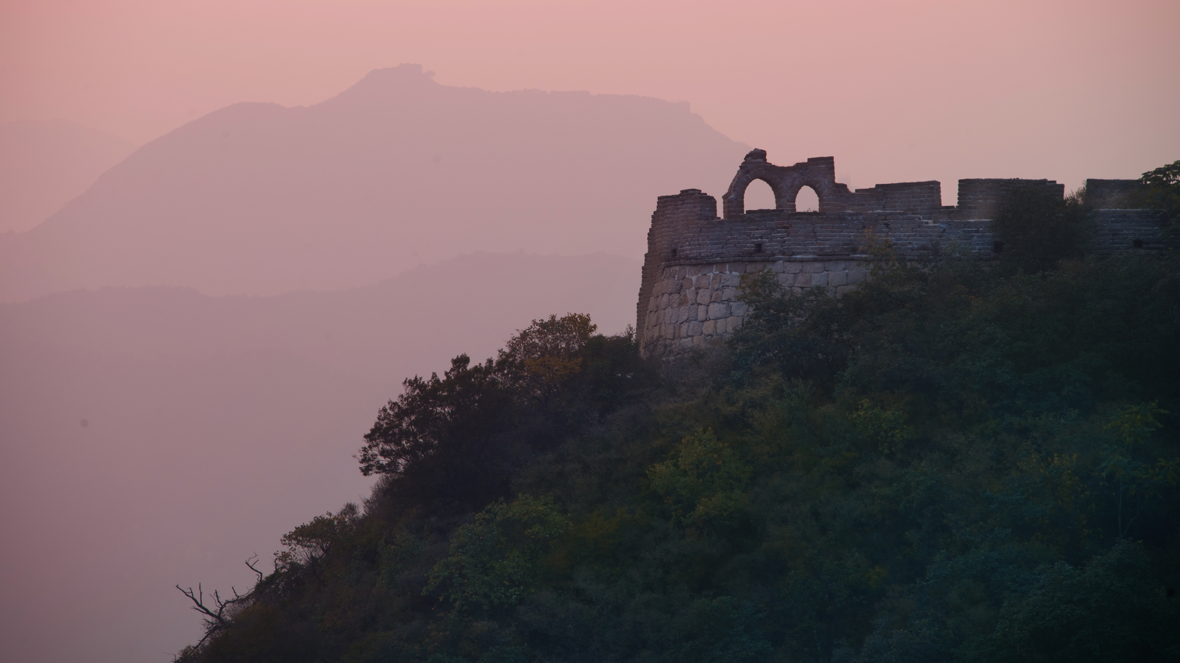 Landscape 4K Great Wall Of China Ruins Hills 3840x2160