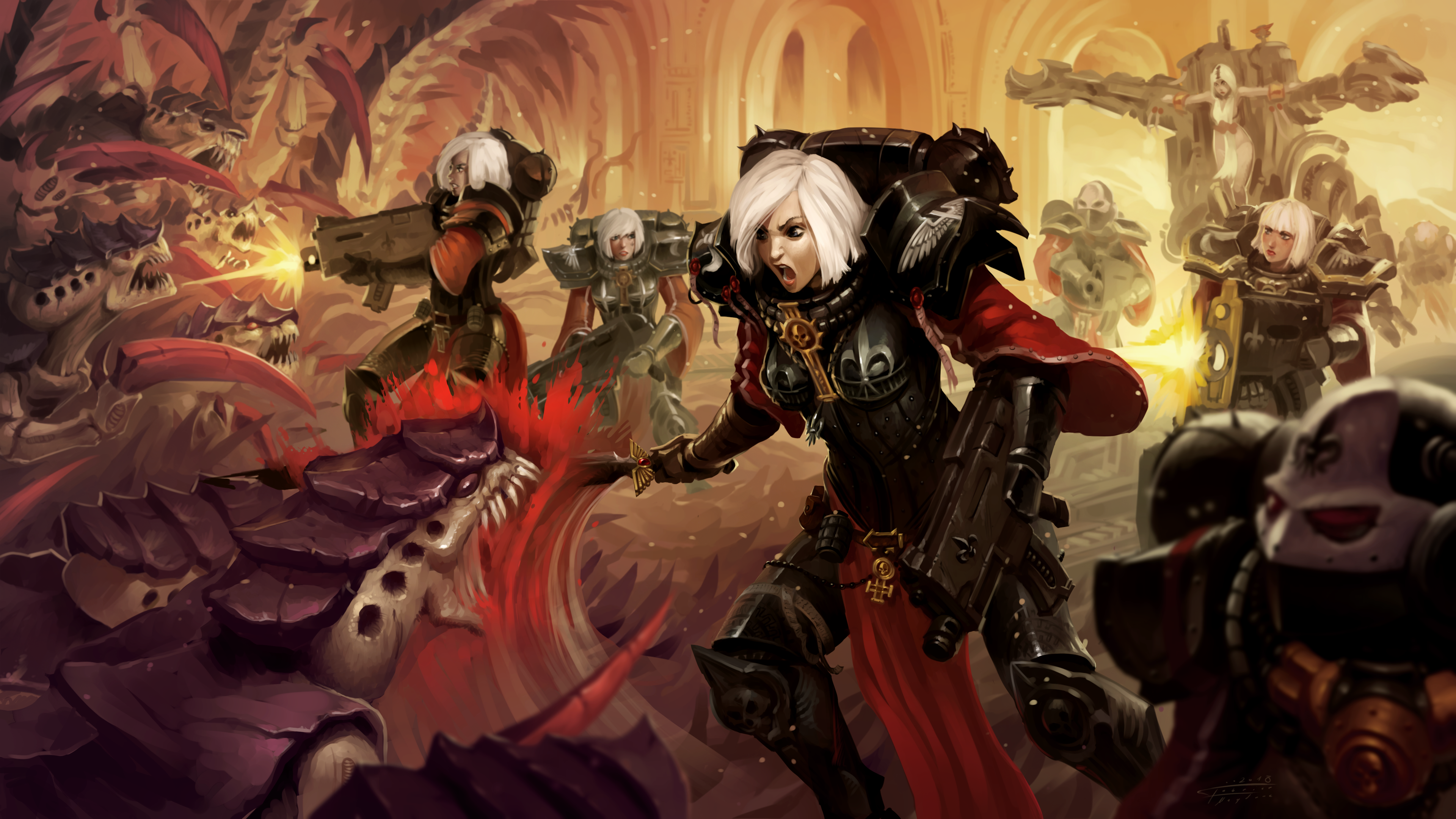 Warhammer 40 000 Sisters Of Battle Tyranids Penitent Engine Bolter War Adepta Sororitas Video Games  3840x2160