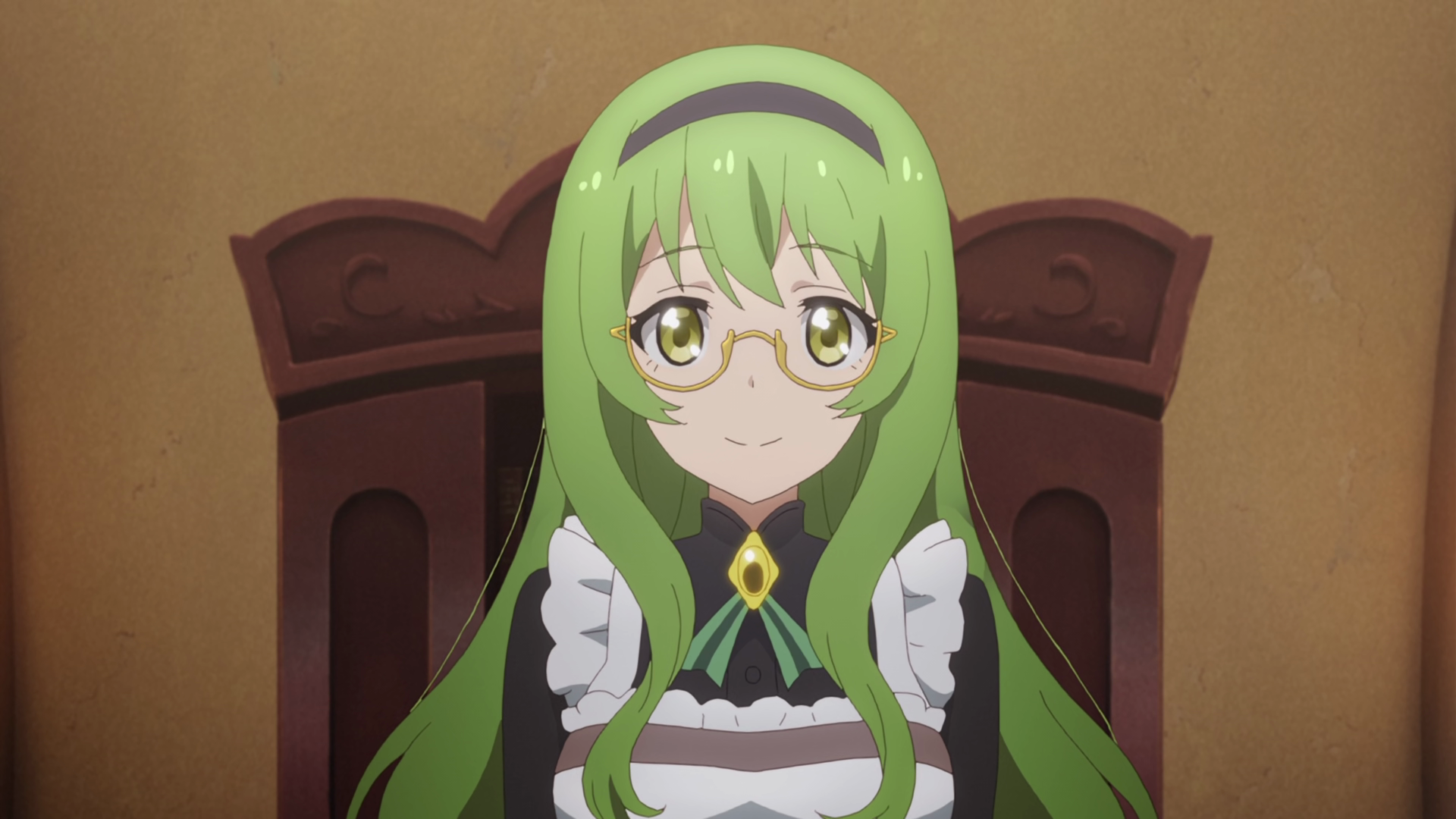 Glasses Maid Green Hair Smiling Anime Anime Screenshot Anime Girls Green Eyes Looking At Viewer Maid 1920x1080