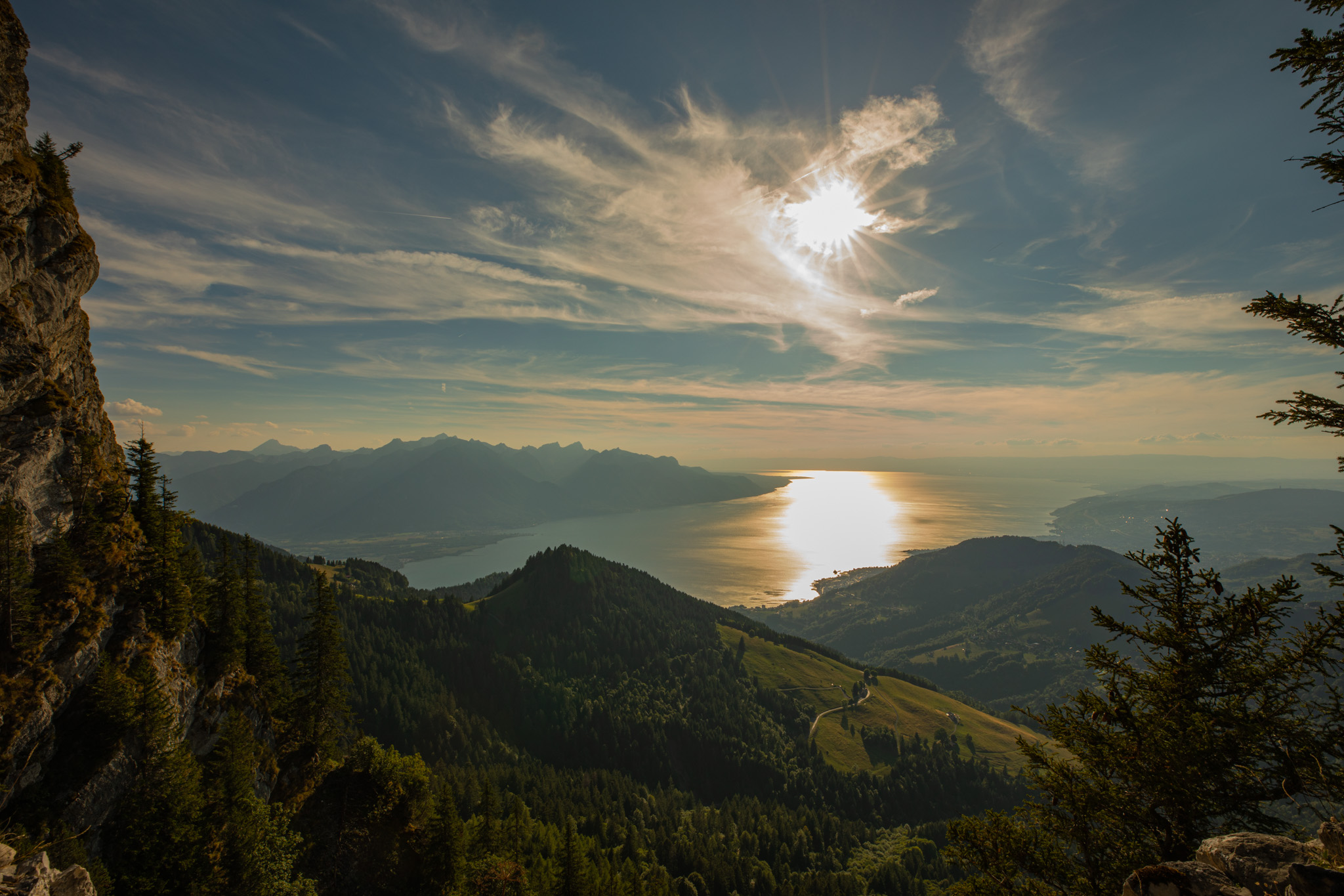 Photography Outdoors Landscape Trees Cliff Forest Lake Valley Mountains French Alps Field Nature 2048x1365