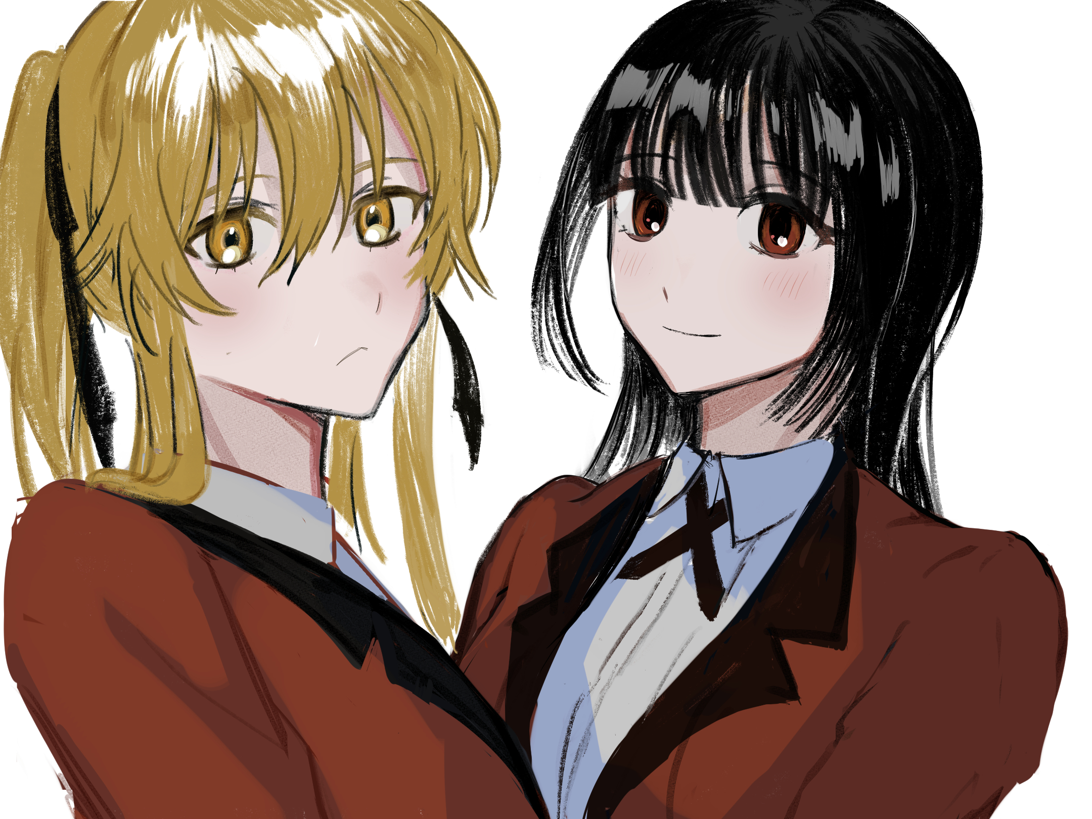 Anime Anime Girls Kakegurui Jabami Yumeko Saotome Meari Long Hair Black Hair Twintails Blonde Two Wo 2160x1620