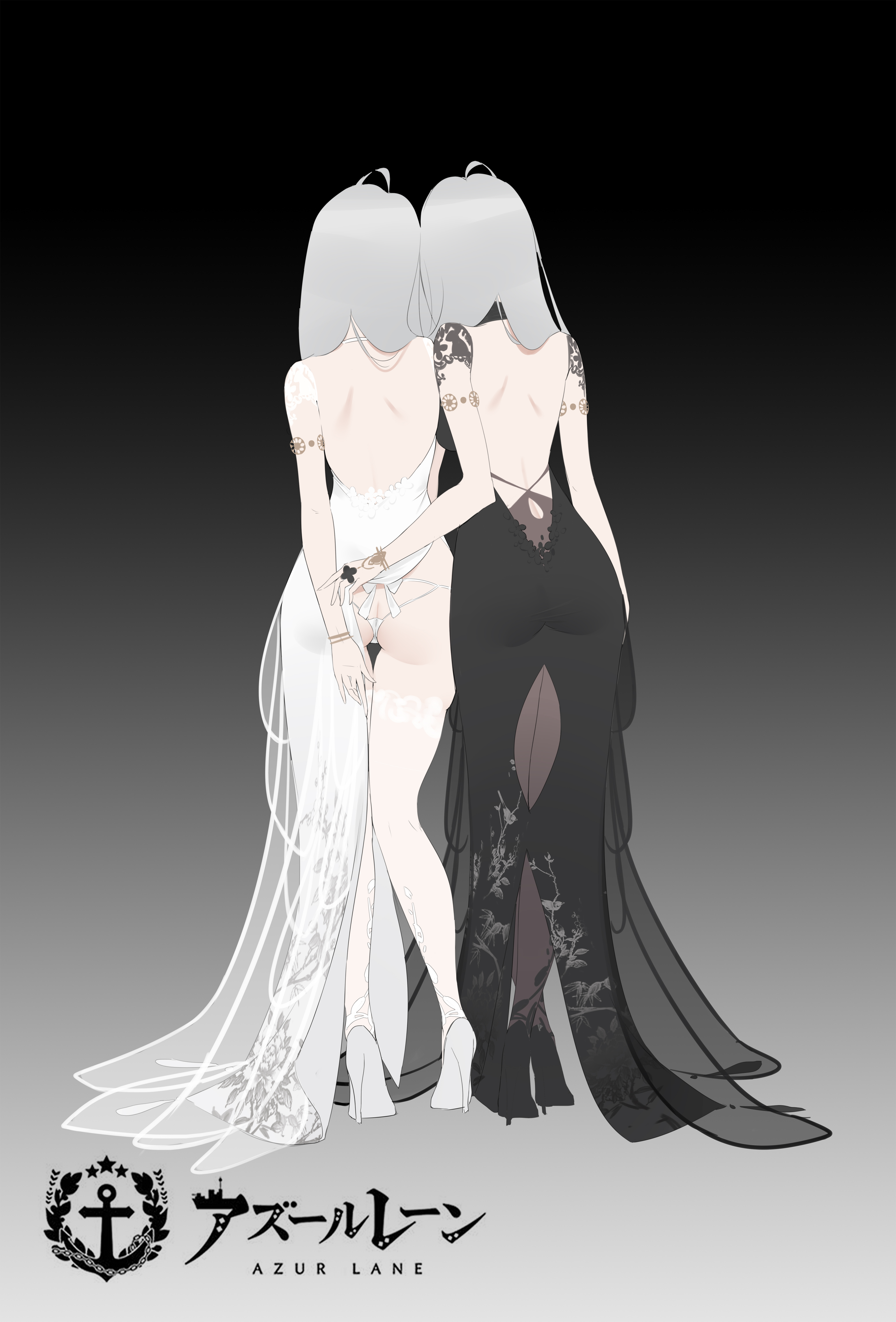 Anime Anime Girls Azur Lane Emden Azur Lane Long Hair White Hair Twins Two Women Artwork Digital Art 4067x6000
