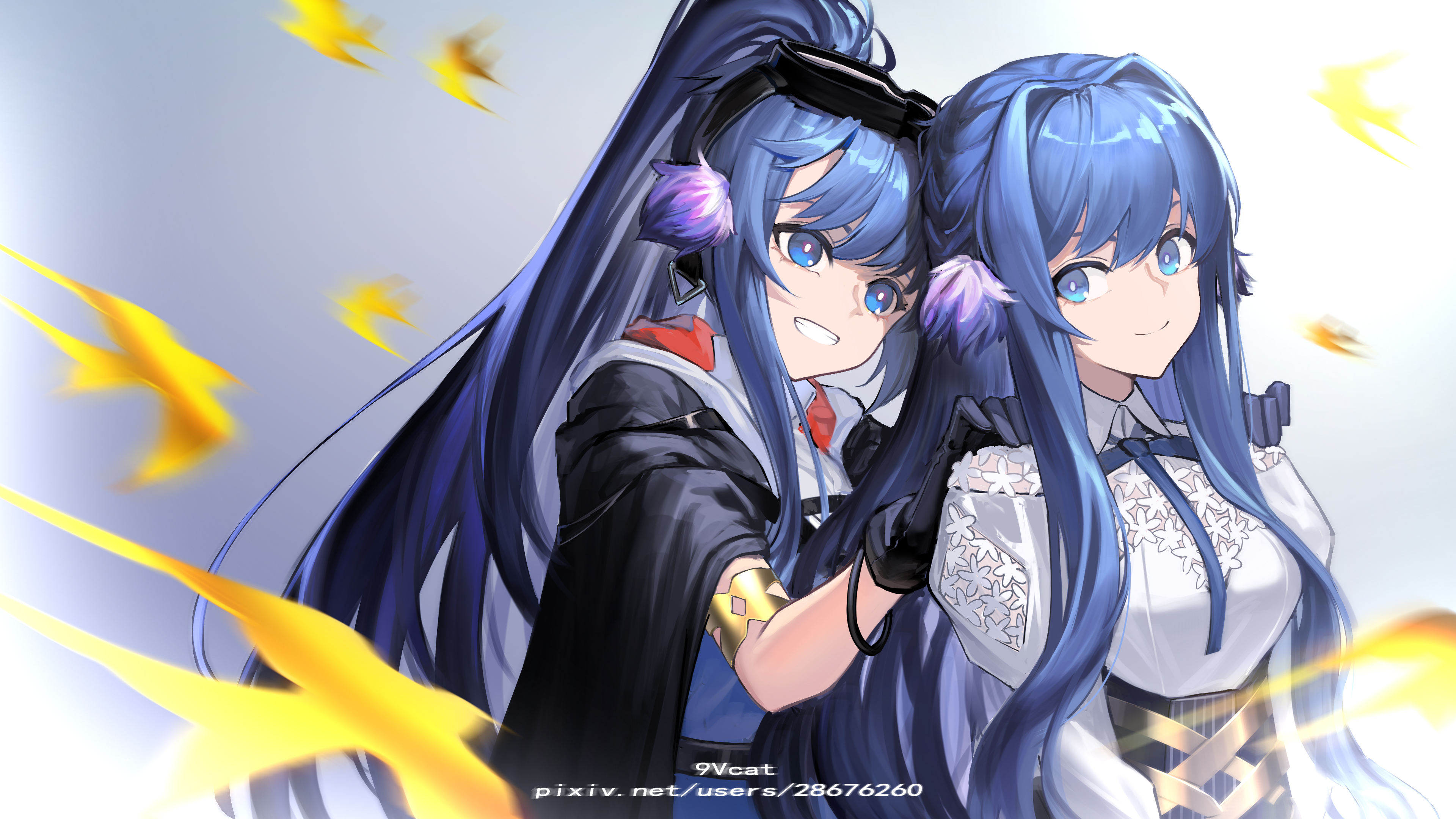 Anime Anime Girls Arknights Astesia Arknights Astgenne Arknights Long Hair Ponytail Blue Hair Twins  3840x2160