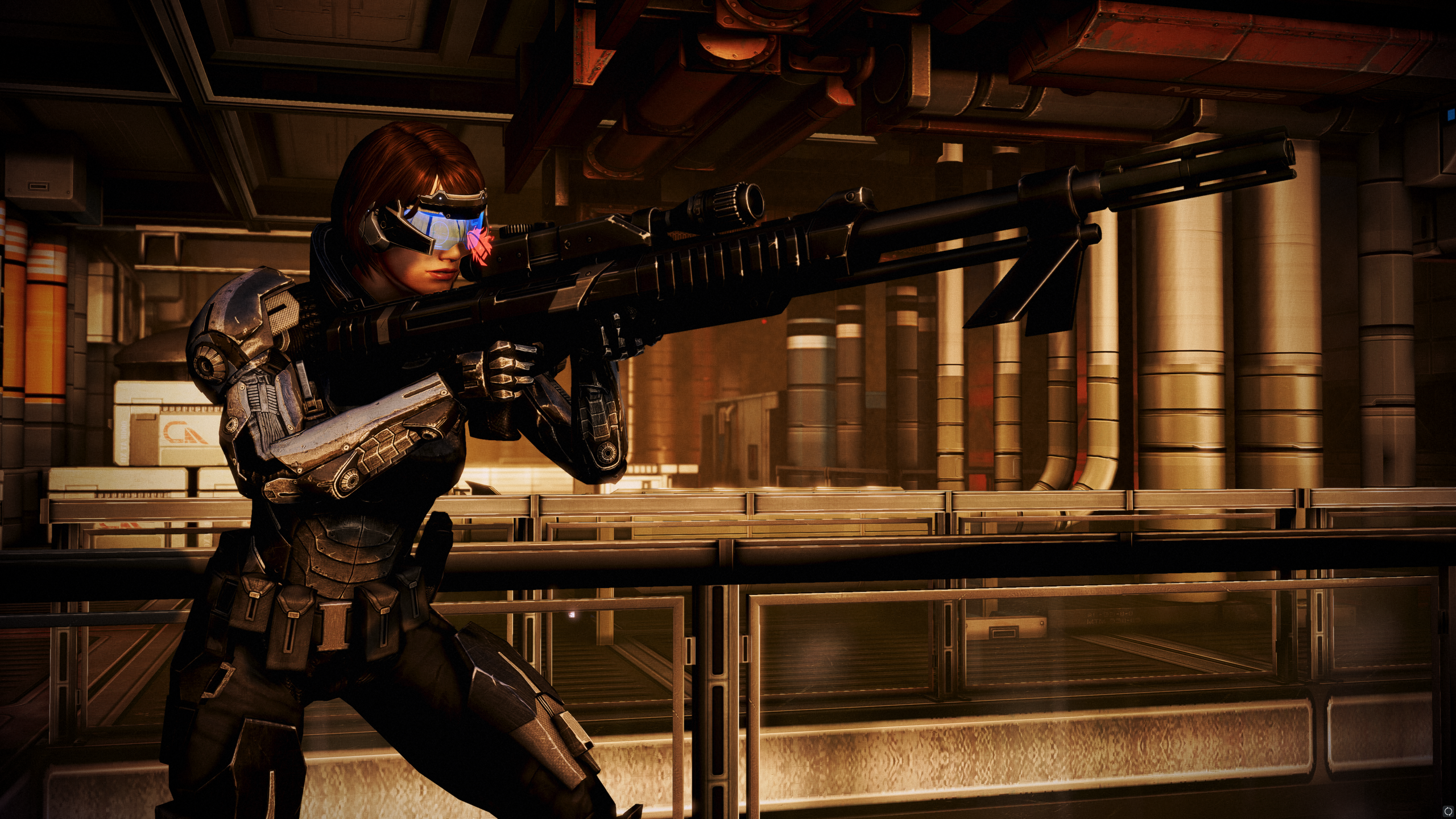 Video Games CGi Mass Effect 3 Sniper Rifle Video Game Characters Gun Video Game Art Armor Aiming 2560x1440