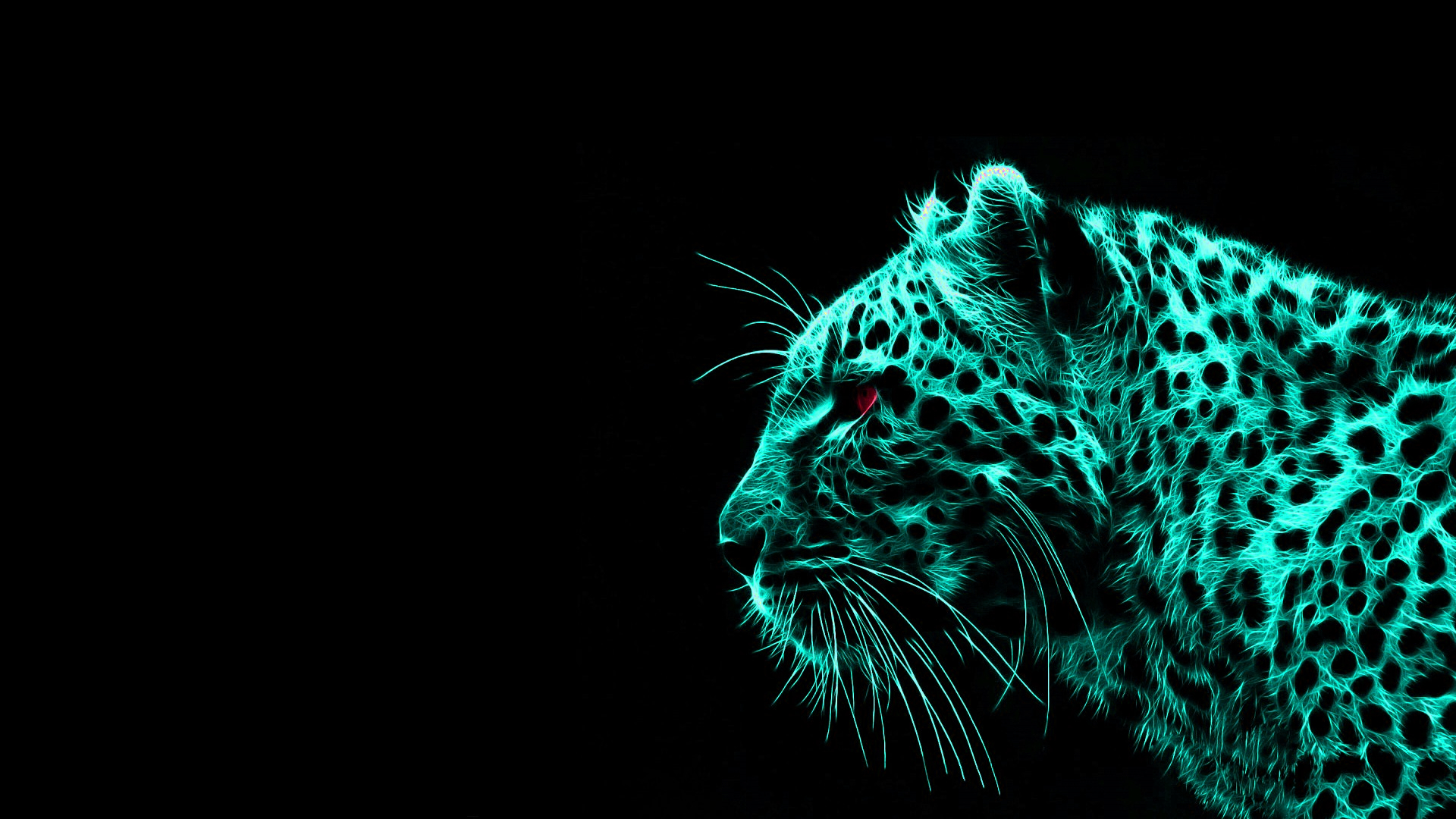 Leopard Digital Art Dark Background Animals Simple Background Minimalism 1920x1080