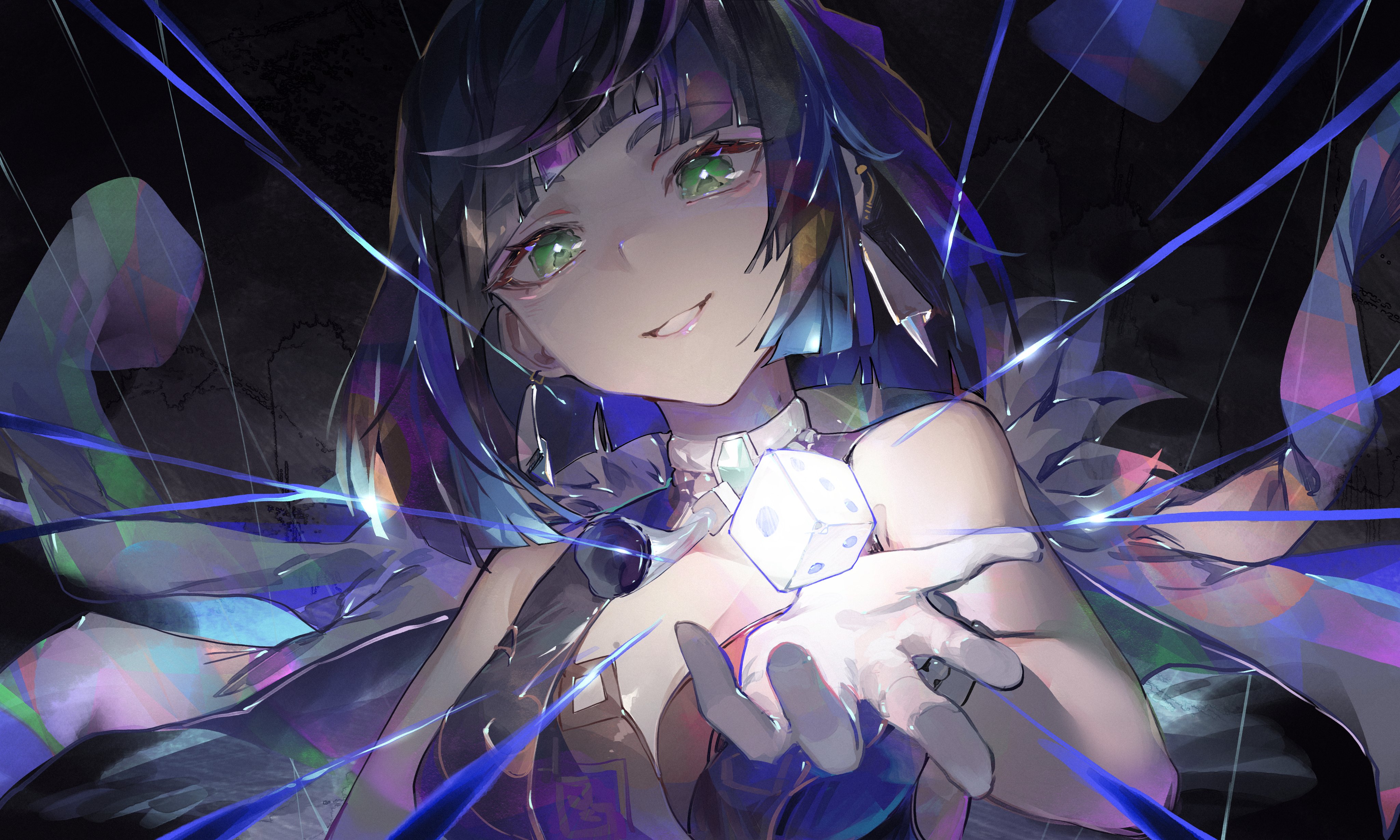 Premium Photo | Anime girl with dice and dice in the air generative ai