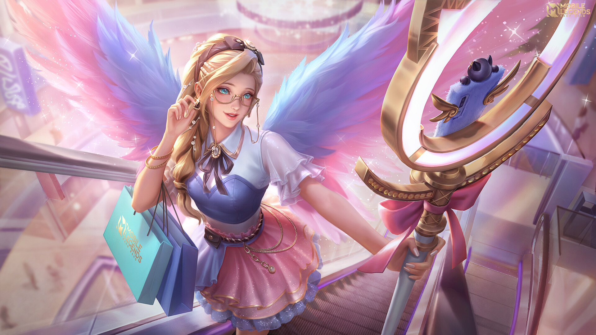 Gagaya Drawing Mobile Legends Blonde High Angle Pink Staff Stairs Video Game Characters Video Game A 1920x1080