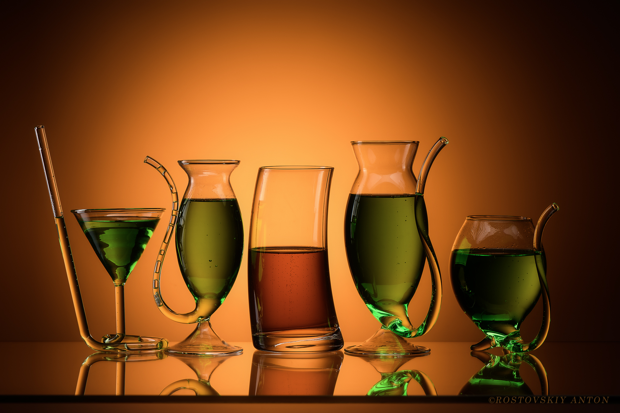 Anton Rostovskiy Glass Cocktails Drink Green Gradient Simple Background Minimalism 2100x1400