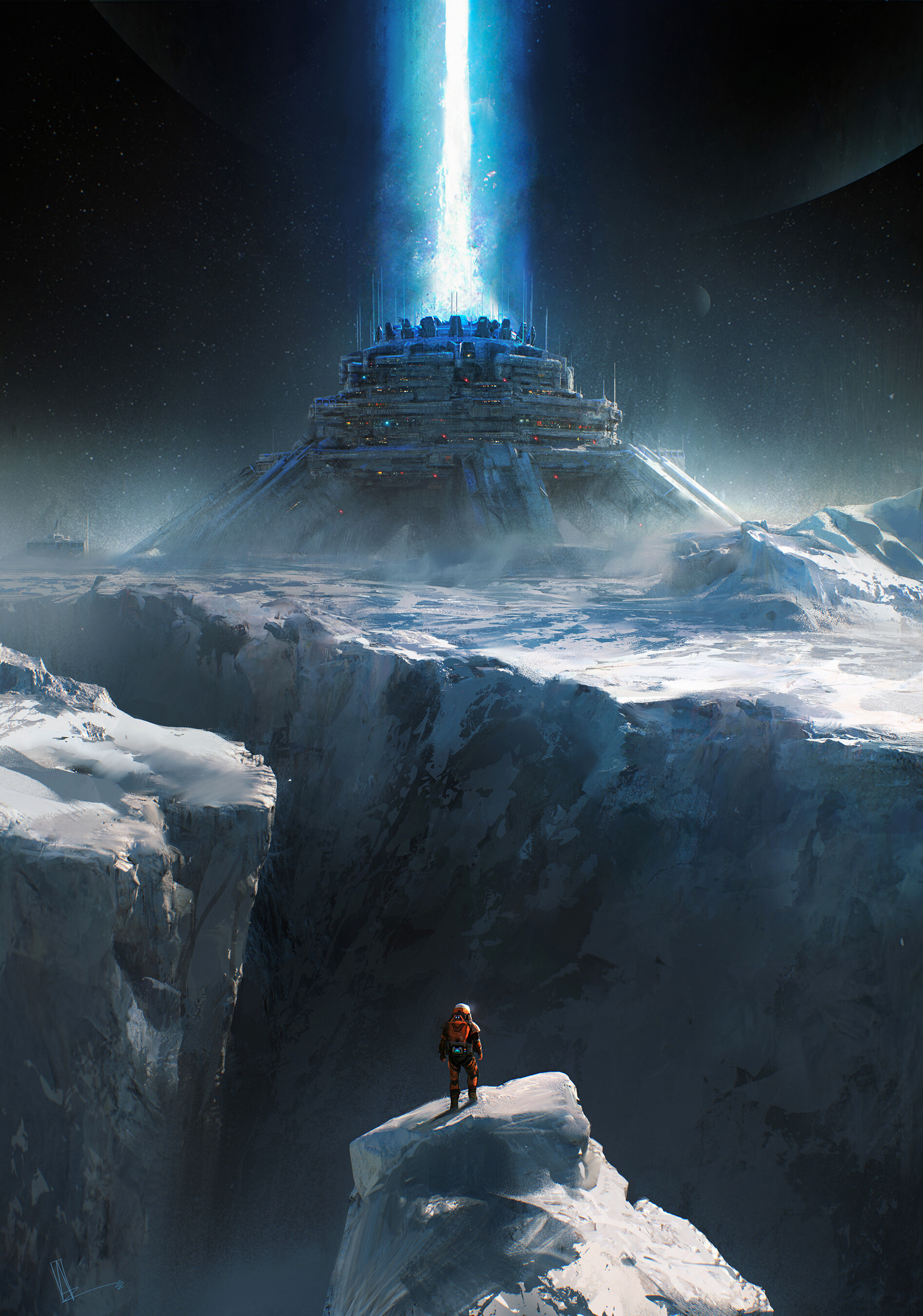 Artwork Ice Cold Landscape Snow Futuristic Cliff Standing Alone Building Science Fiction Rocks Amir  1893x2700