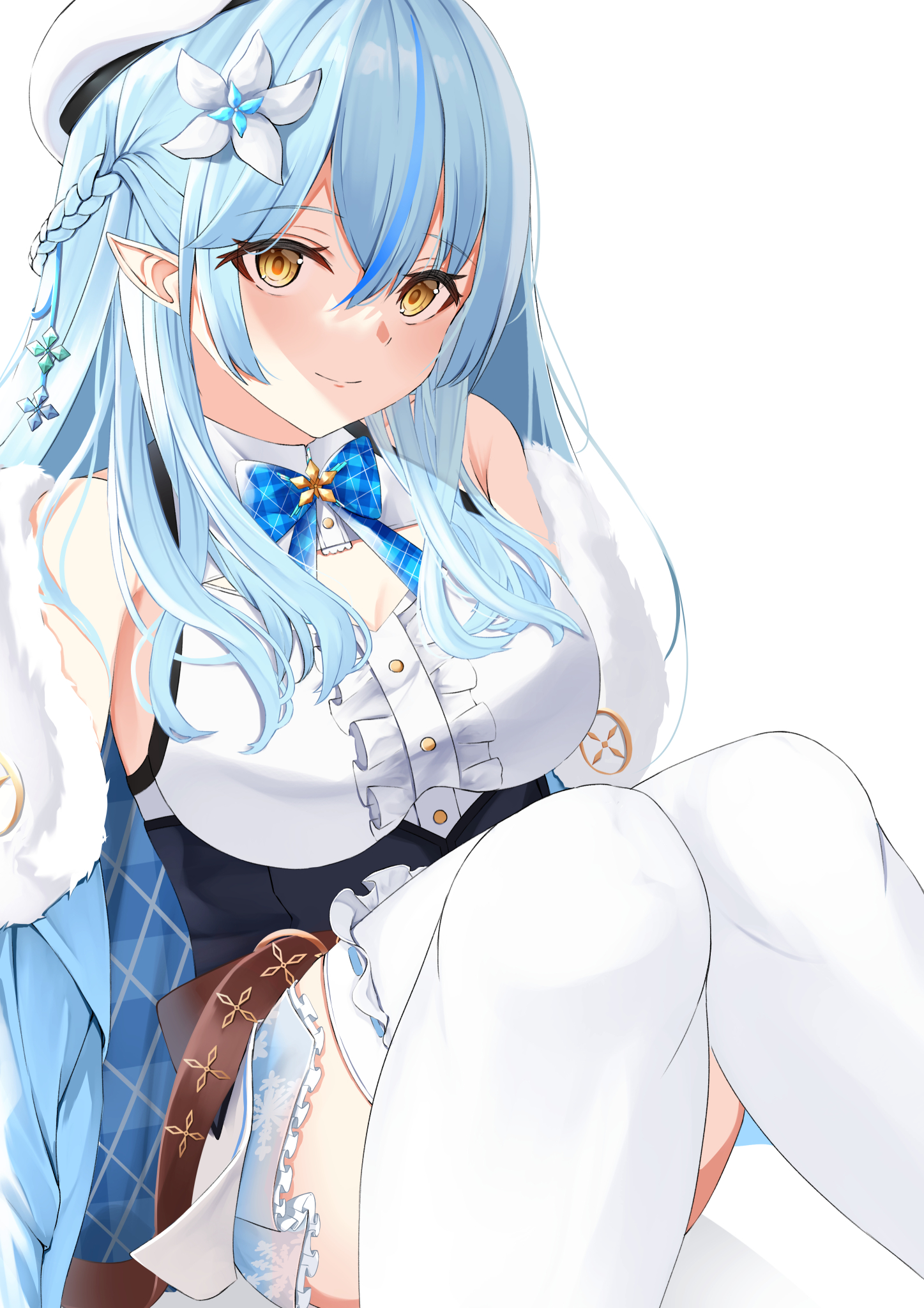 Anime Anime Girls Yukihana Lamy Virtual Youtuber Hololive Long Hair Pointy Ears Blue Hair Artwork Di 1447x2047