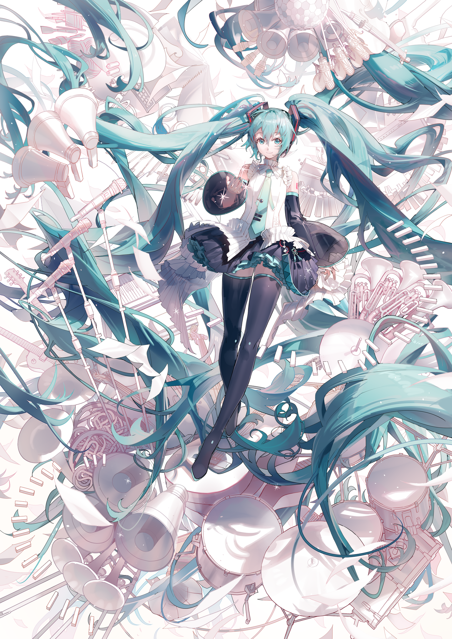 Anime Girls Vocaloid Hatsune Miku Long Hair Blue Hair Blue Eyes Twintails Looking At Viewer Portrait 1447x2046