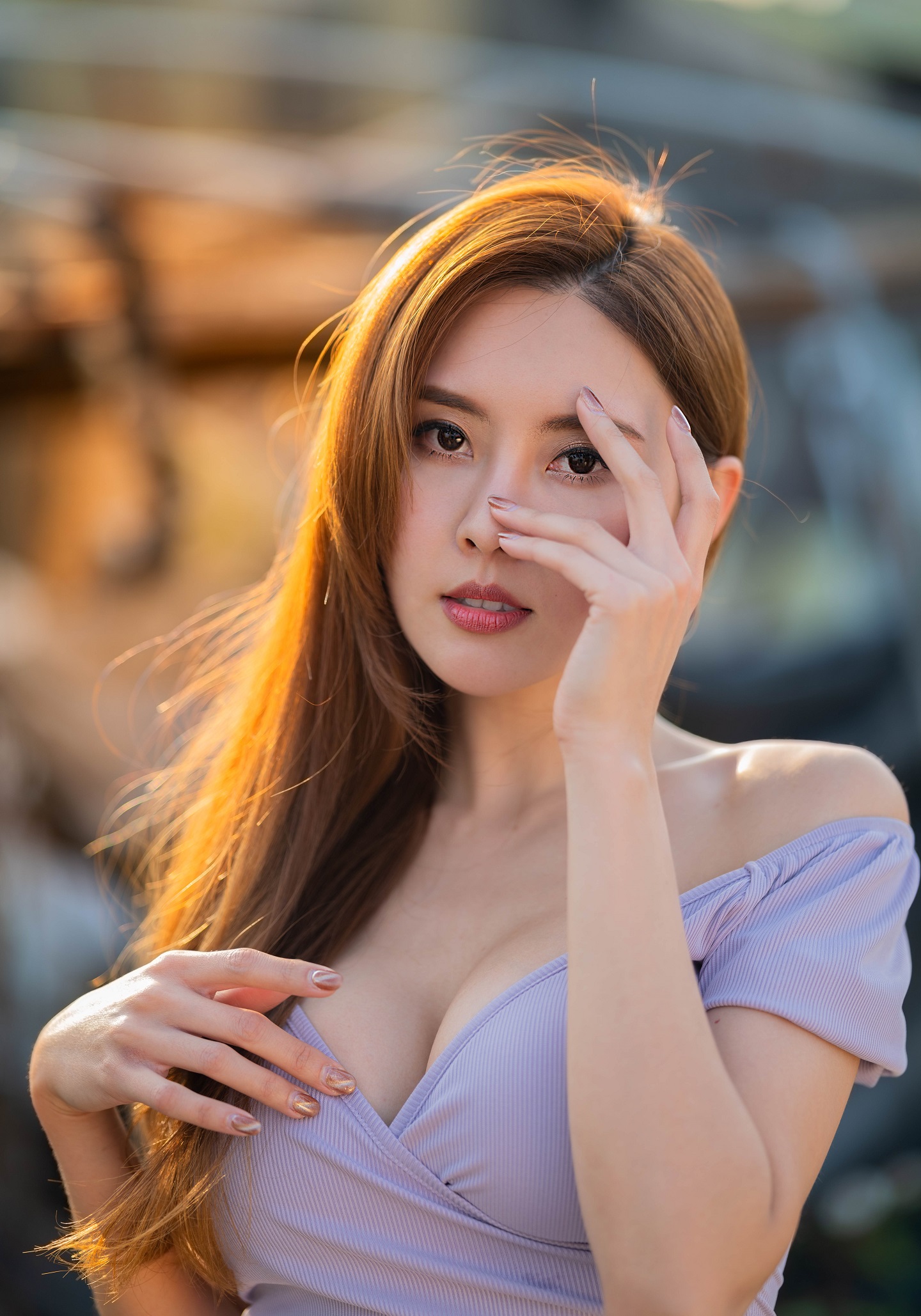 Chou Hsuan Yung Women Asian Brunette Hand On Face Casual Warm Light 1440x2058