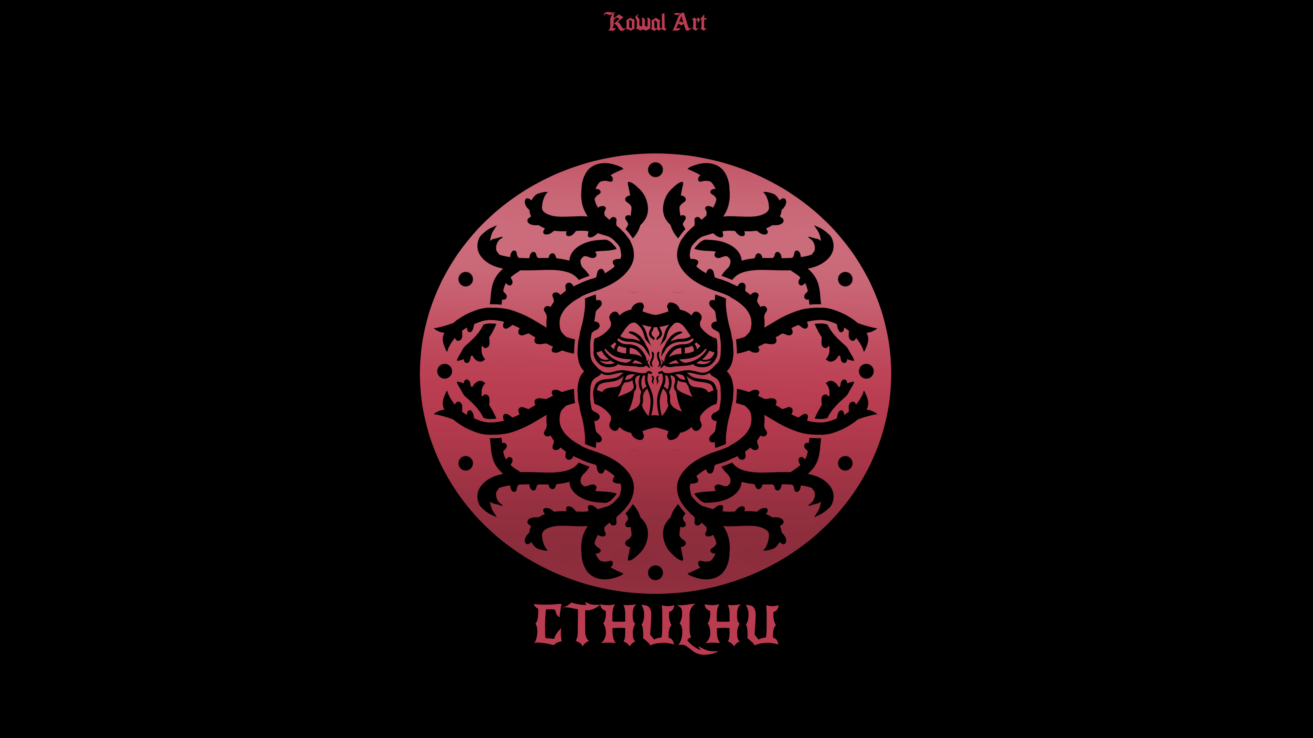 Cthulhu Call Of Cthulhu H P Lovecraft KowalArt Tattoo Artist Simple Background Black Background Mini 5120x2880