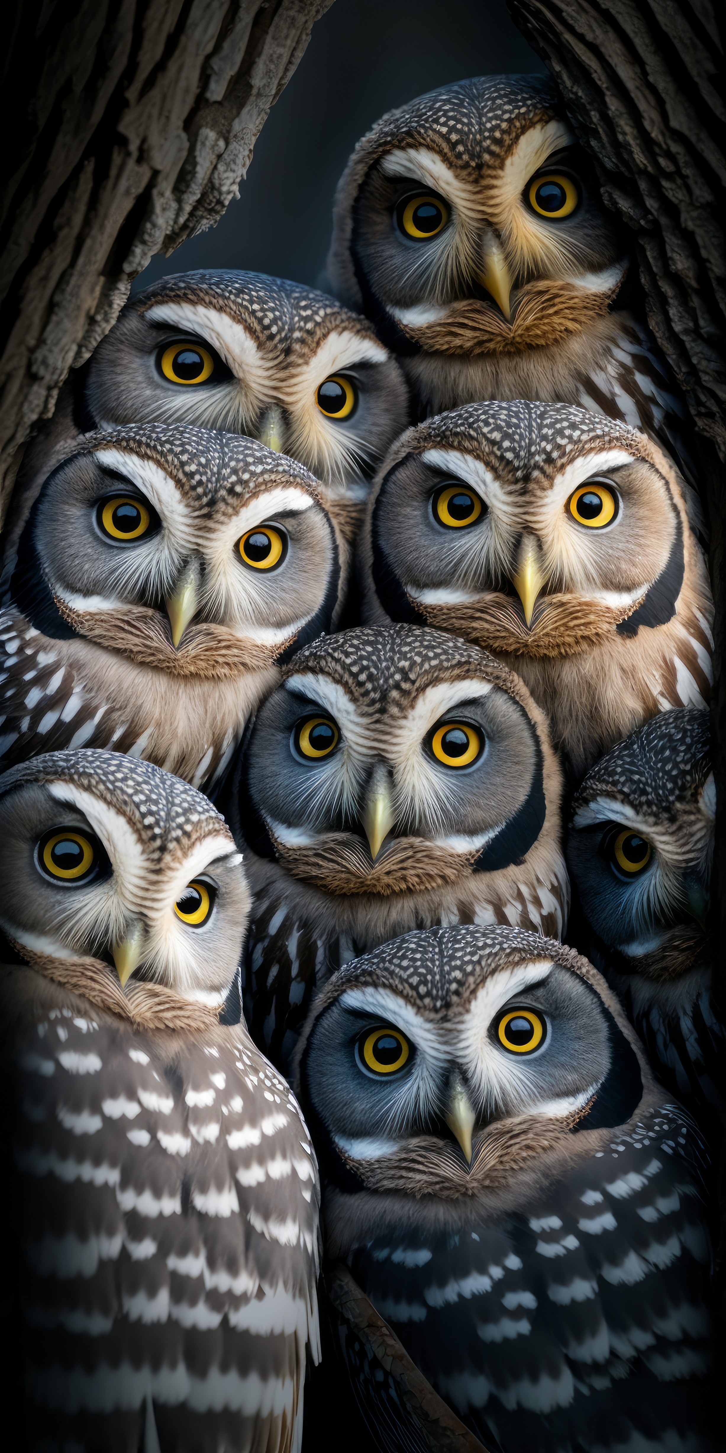 Ai Art Owl Selfies Vertical Portrait Display Animals Looking At Viewer 2454x4908