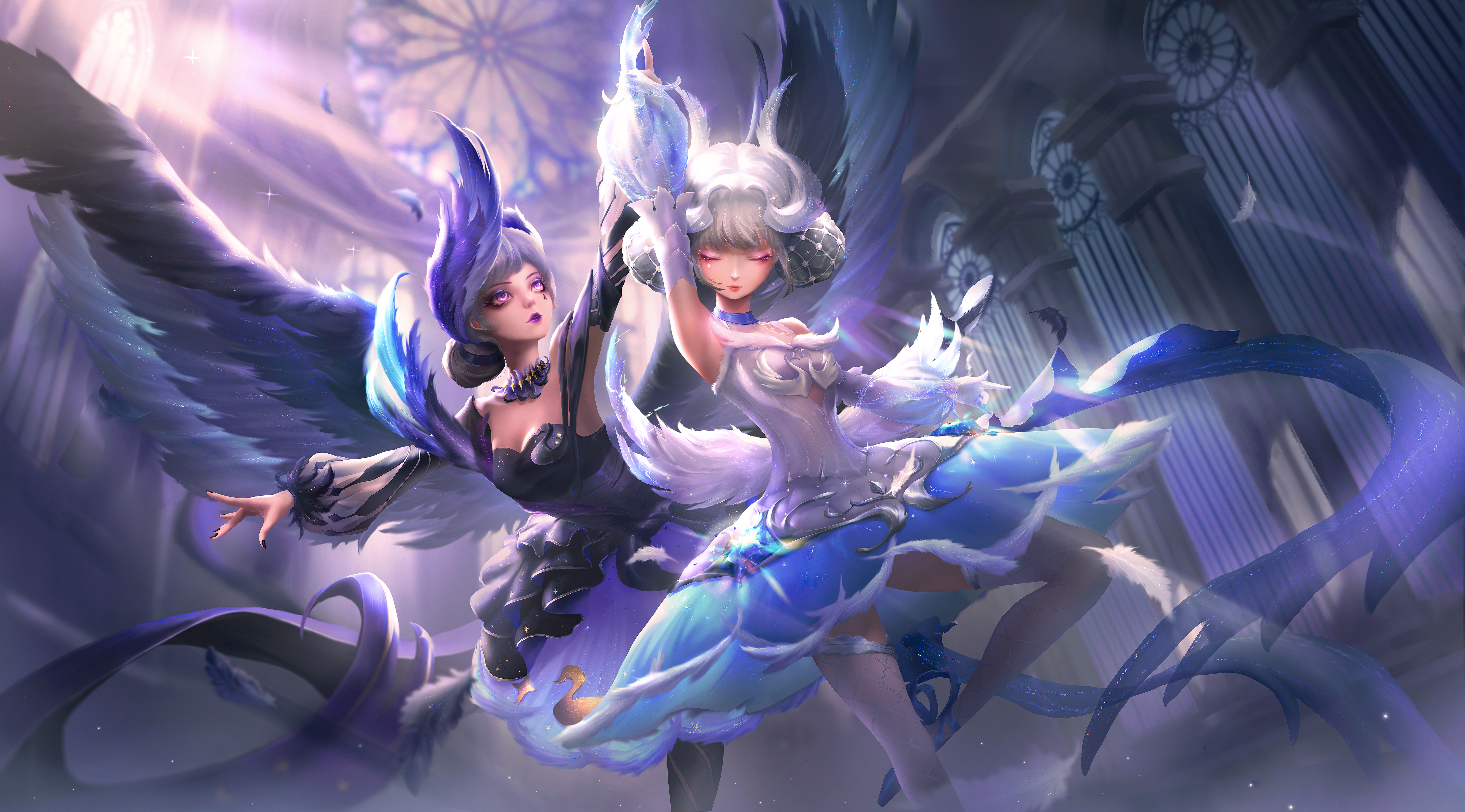 Honor Of Kings Game Characters Video Games Video Game Characters Closed Eyes Wings Angel Wings Feath 7212x4000
