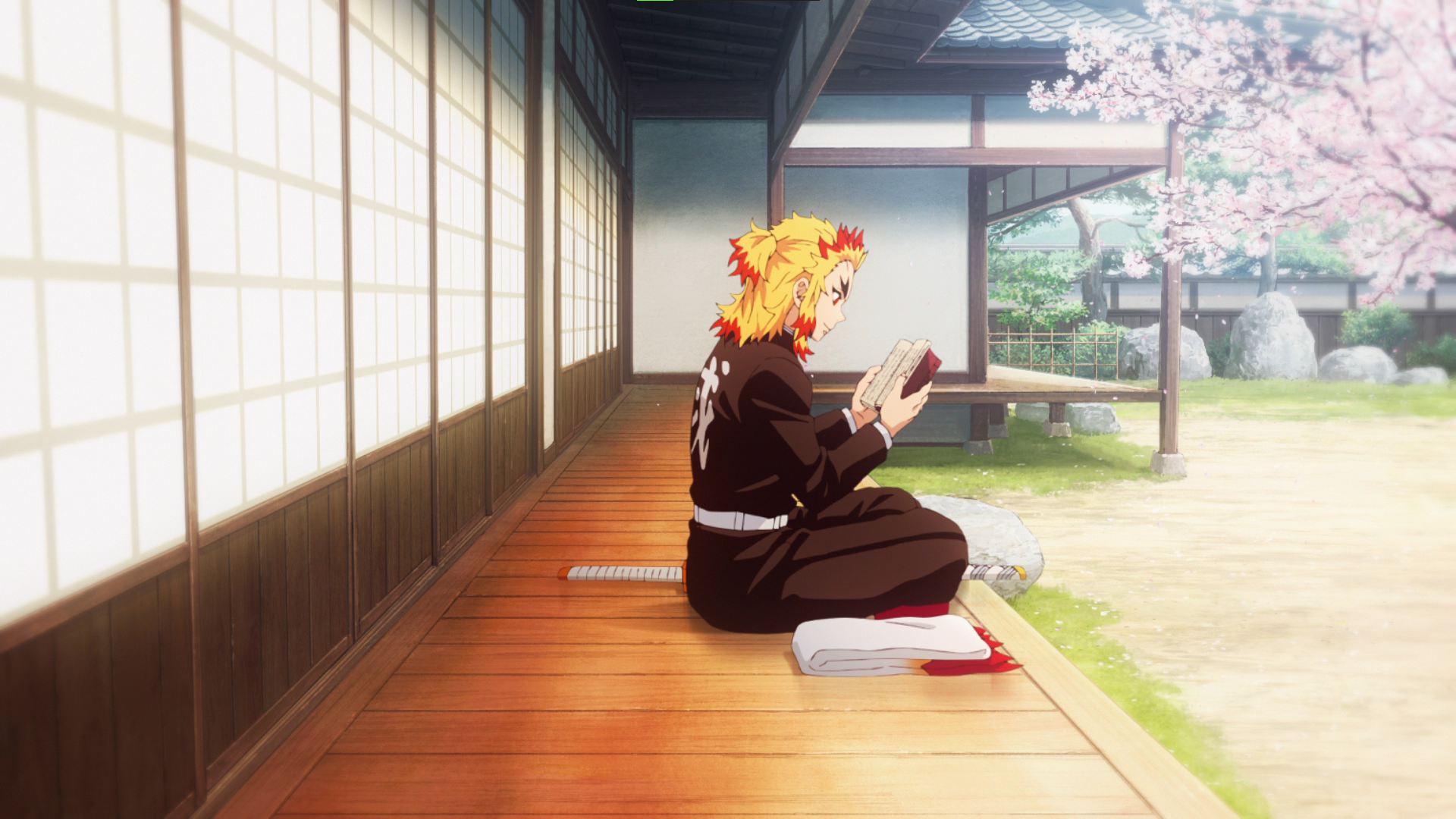 Kimetsu No Yaiba Kyojuro Rengoku Anime Anime Screenshot Anime Boys Sword Hashira Cherry Blossom Read 1920x1080