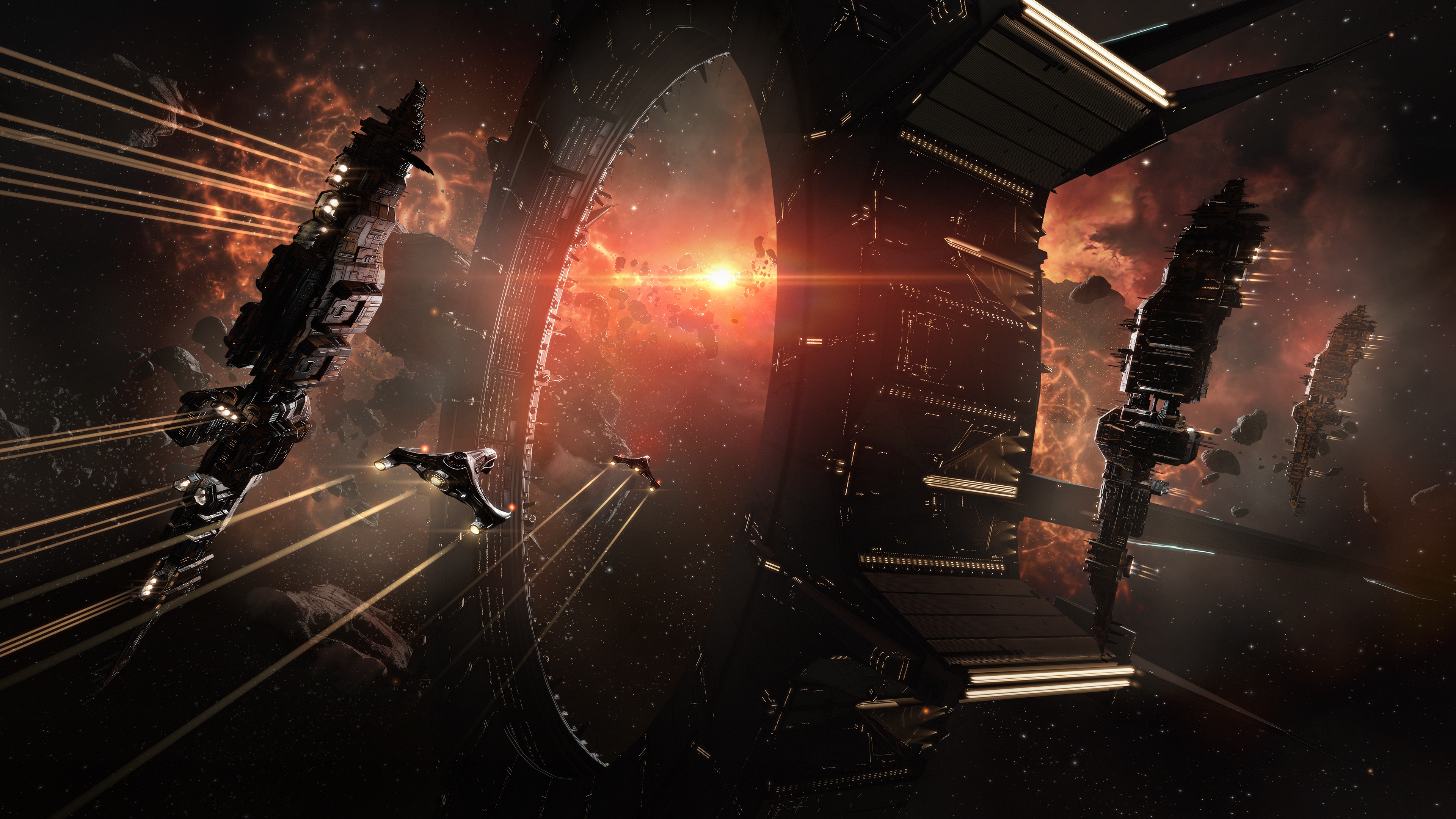 EVE Online Spaceship Galaxy Science Fiction Video Games Stars Video Game Art 3840x2160