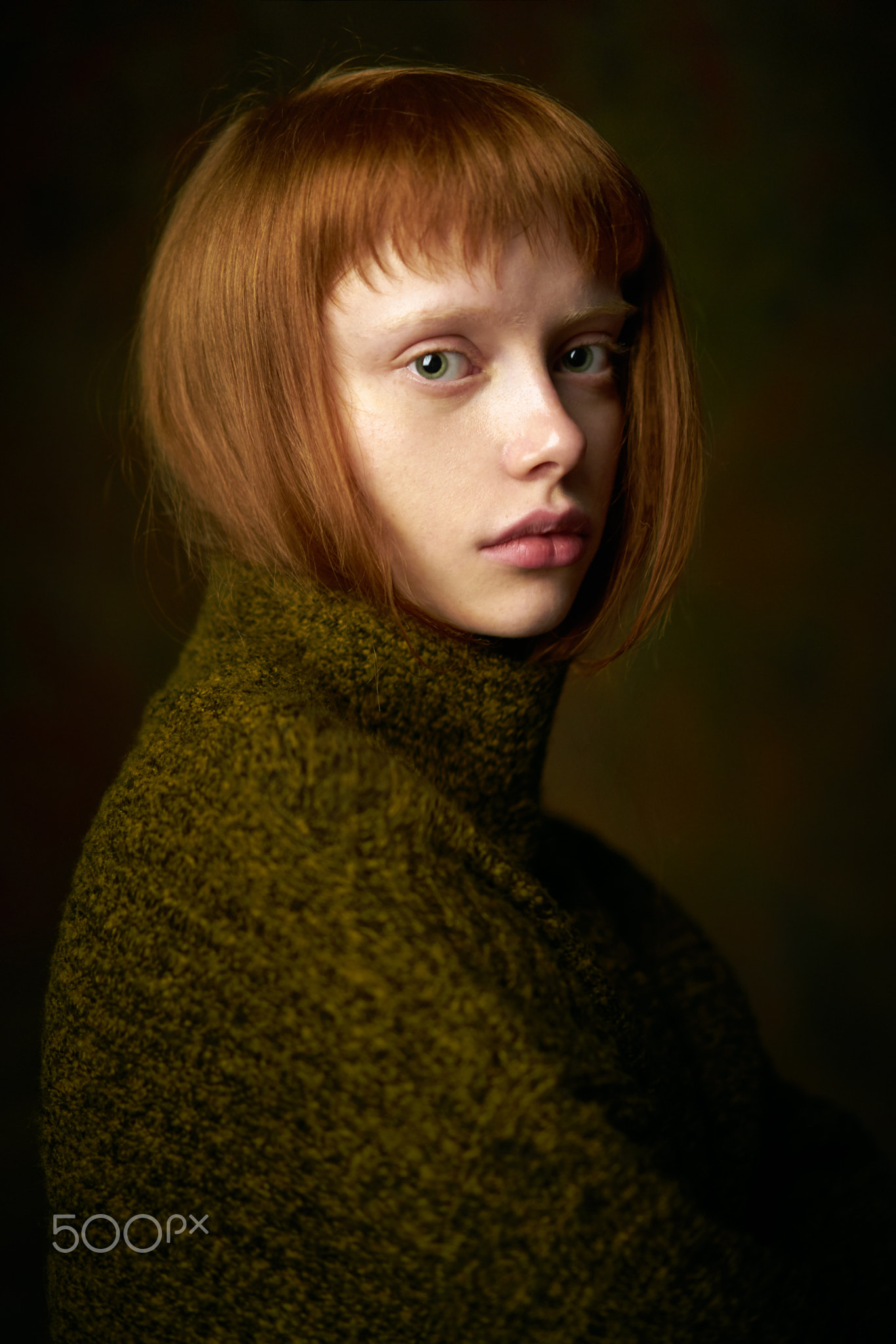 Alexander Vinogradov Women Redhead Bangs Blue Eyes Freckles Green Clothing Portrait Looking At Viewe 1366x2048