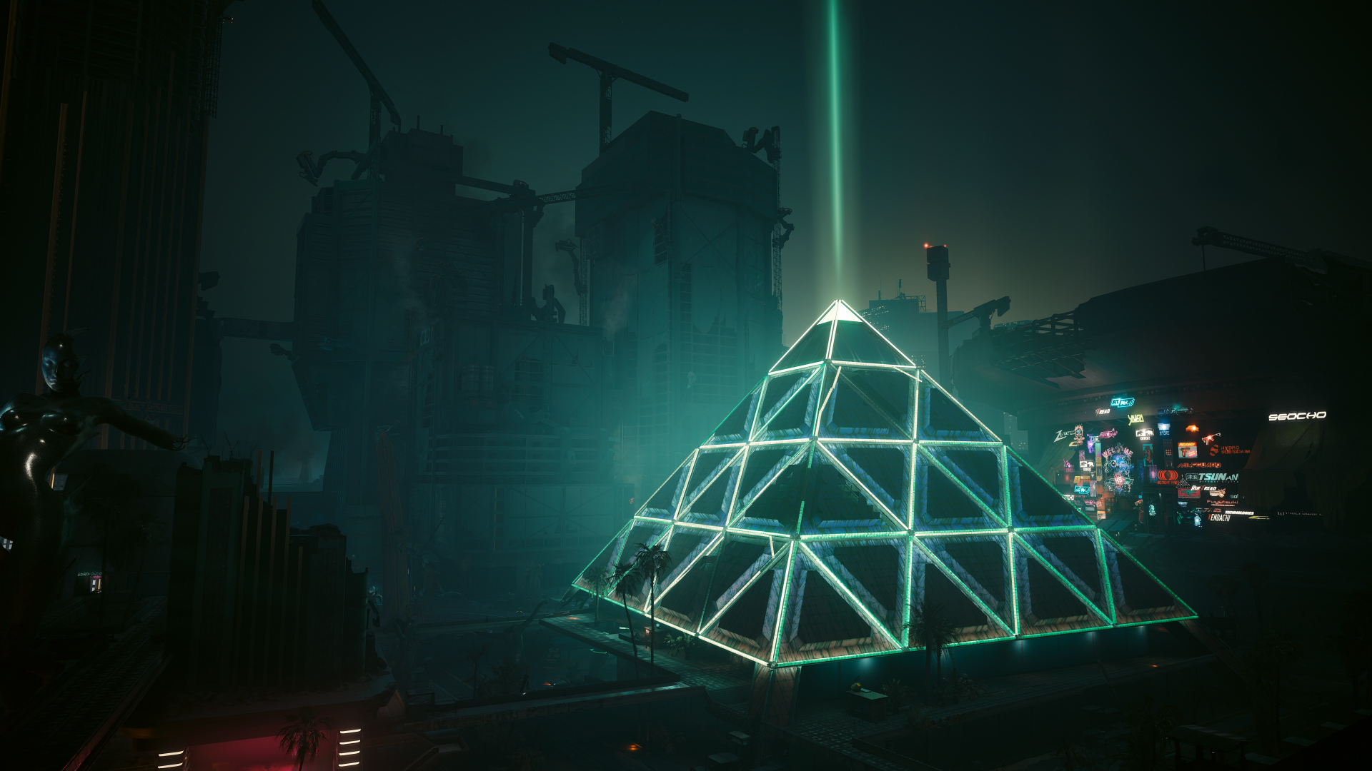 Cyberpunk 2077 Pyramid Blade Runner Artwork Glass Design Illustration Video Game Art Screen Shot Vid 1920x1080