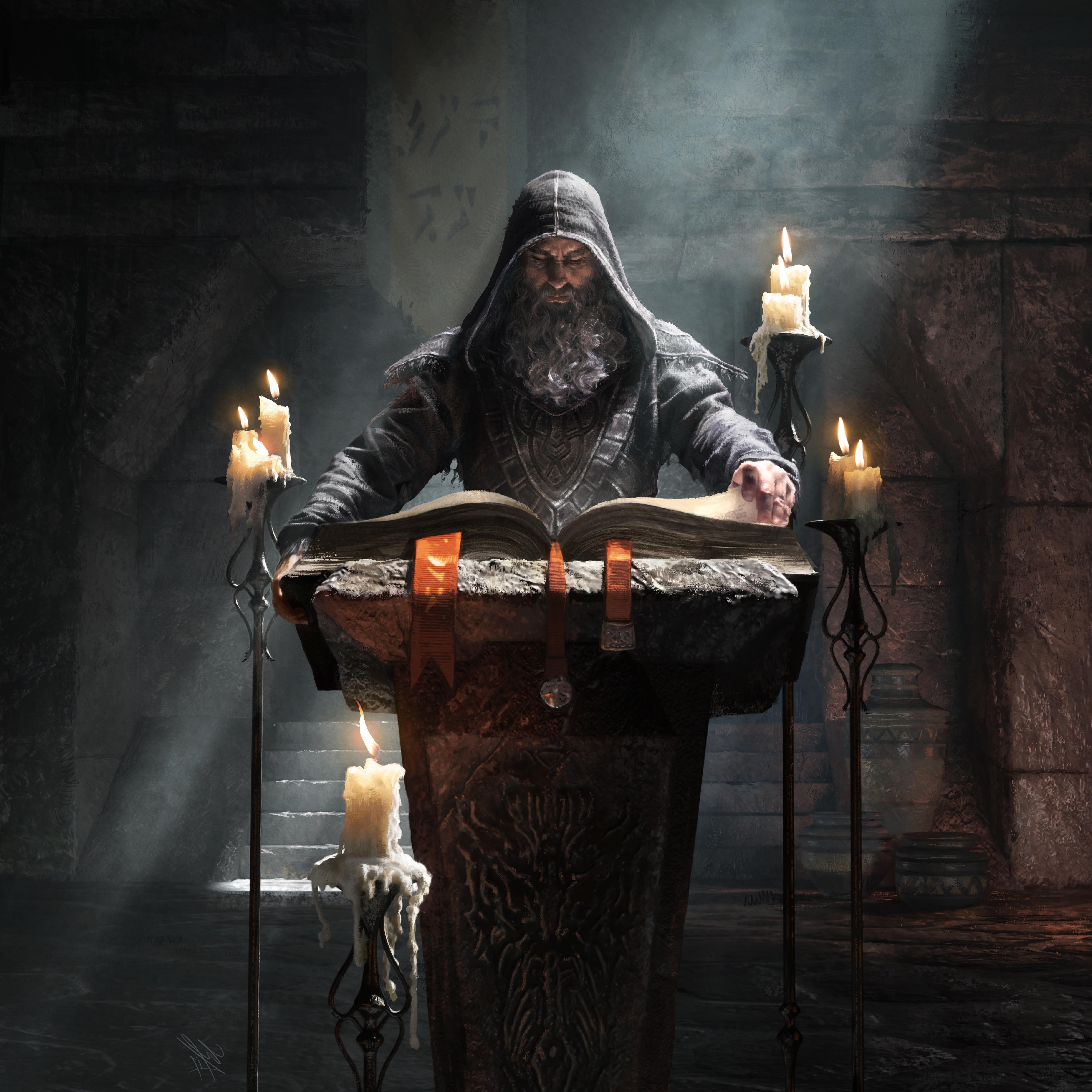 Artwork Wizard The Elder Scrolls Legends The Elder Scrolls Reading Books Candles Frontal View Sunlig 4800x4800
