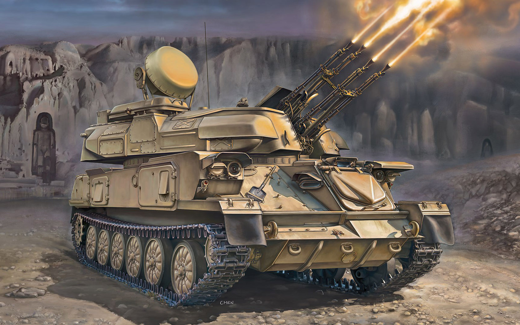 Tank Army Military Military Vehicle Artwork Frontal View Smoke 1680x1050