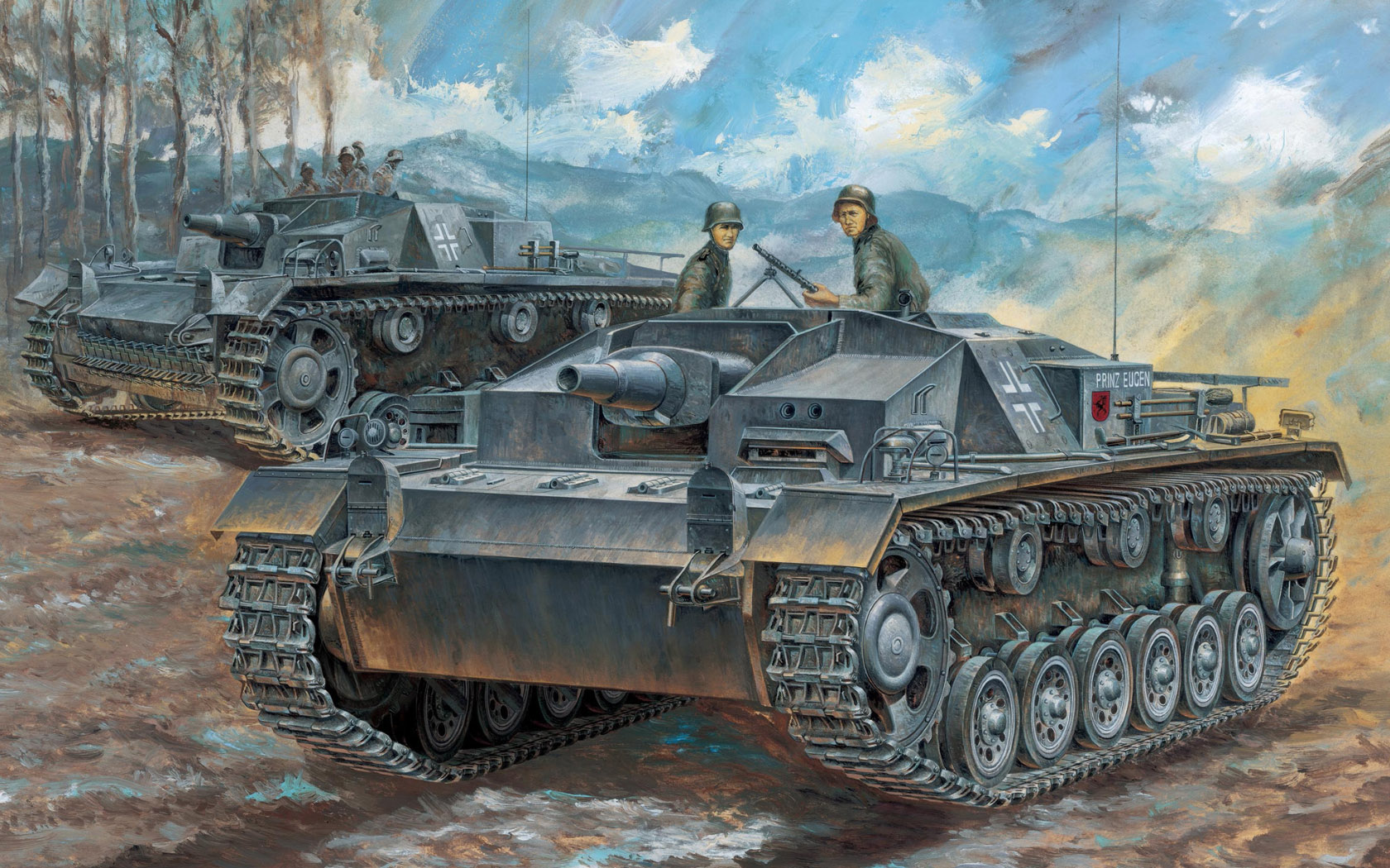 Tank Army Military Stug World War Ii Military Vehicle Trees Helmet Gun Soldier Artwork 1680x1050