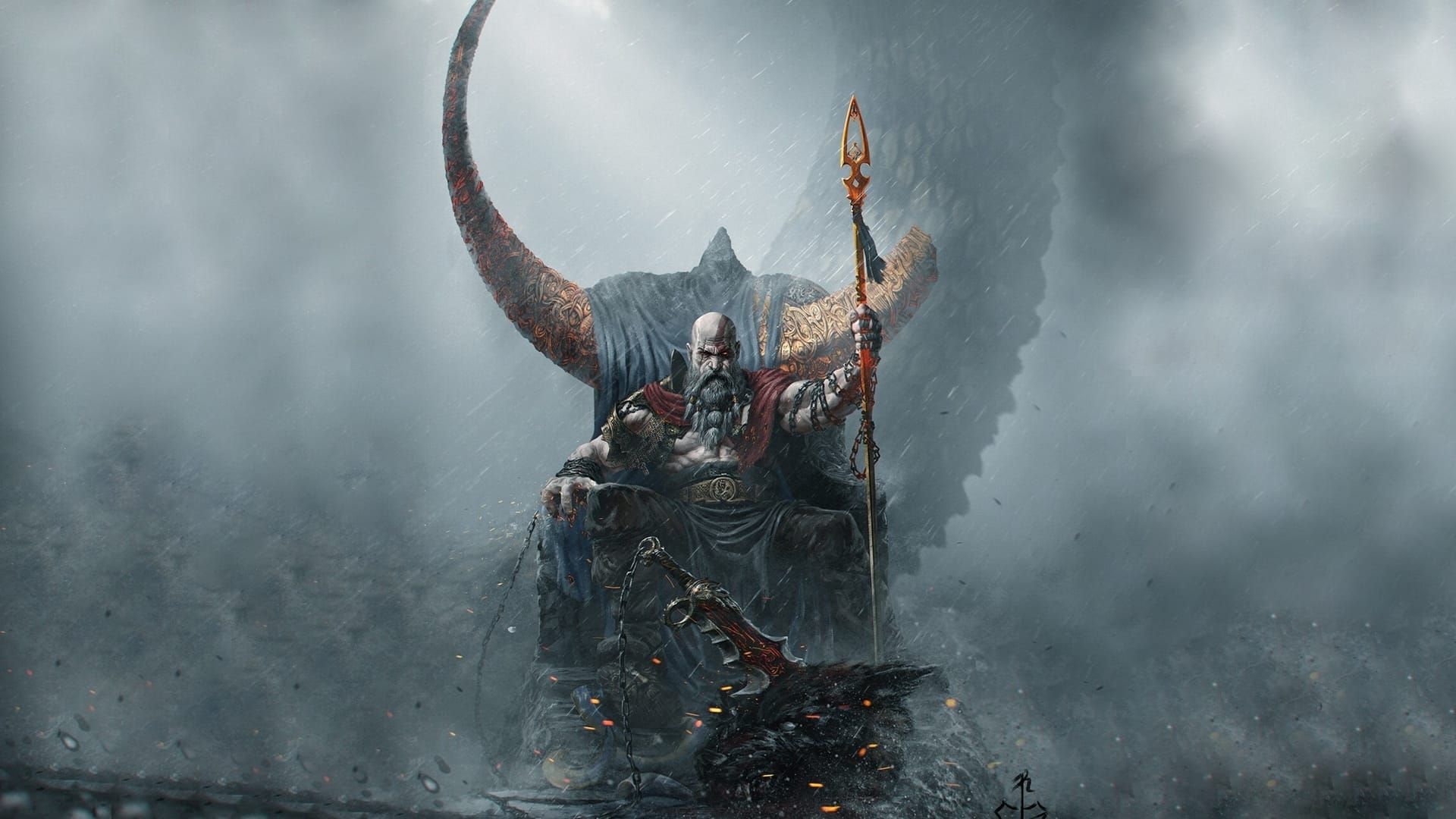 God Of War God Of War Ragnarok Santa Monica Studio Playstation 5 Throne Kratos Video Games Video Gam 1920x1080