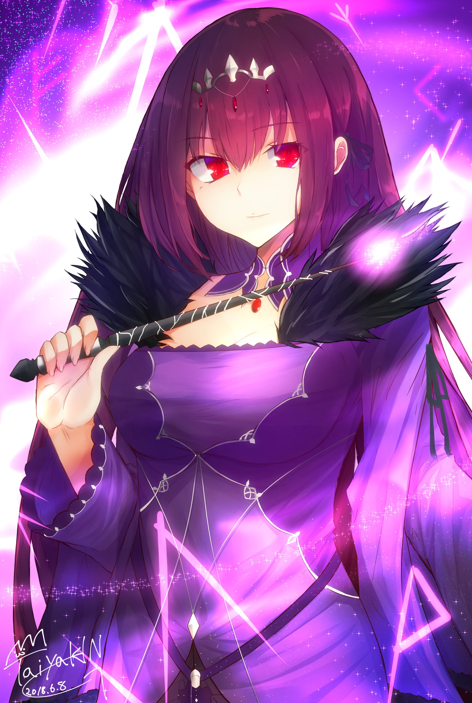 Anime Anime Girls Fate Series Fate Grand Order Scathach Skadi Long Hair Purple Hair Solo Artwork Dig 1536x2286