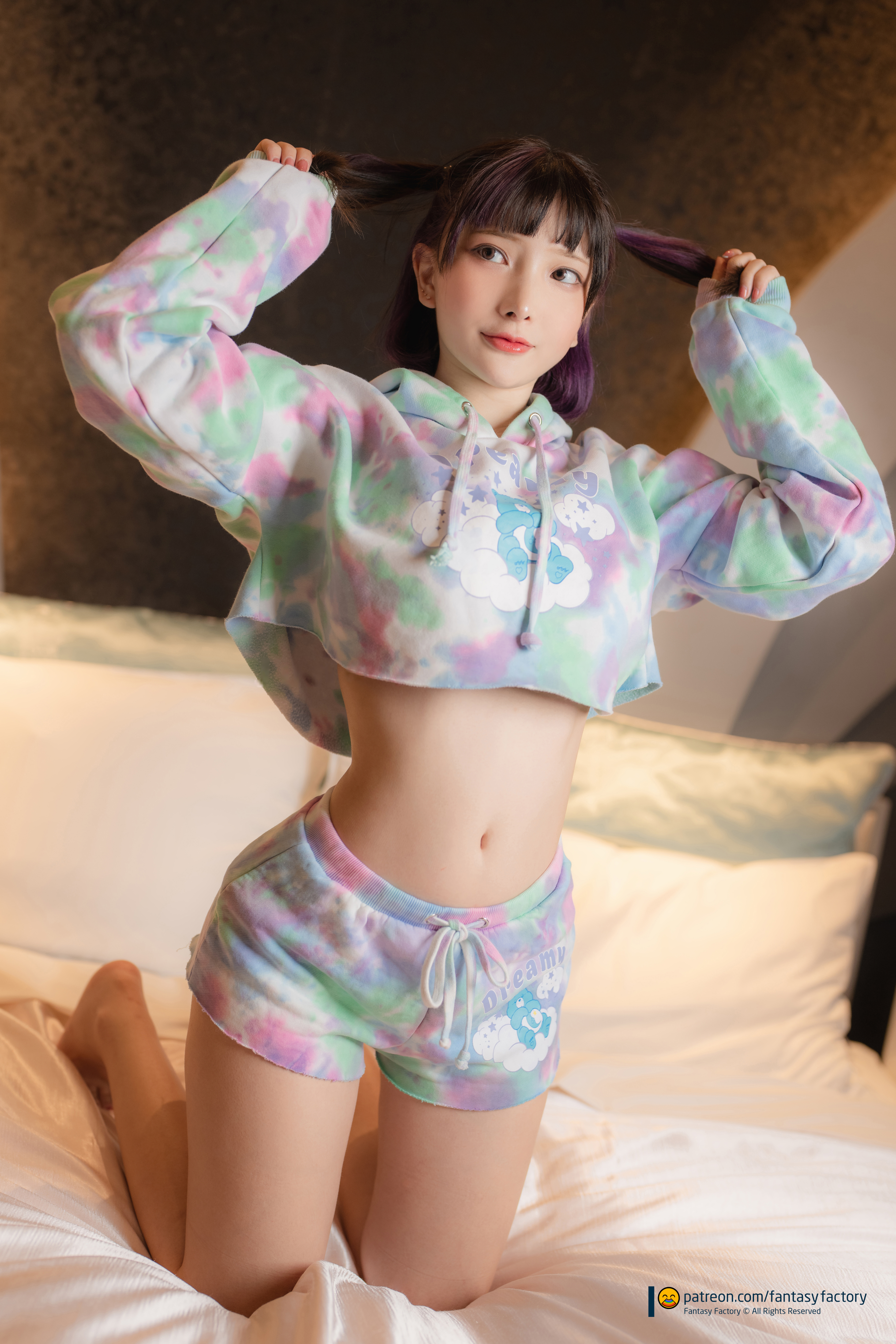 Women Model Asian Women Indoors Cosplay Pyjamas Twintails Pastel 3932x5897