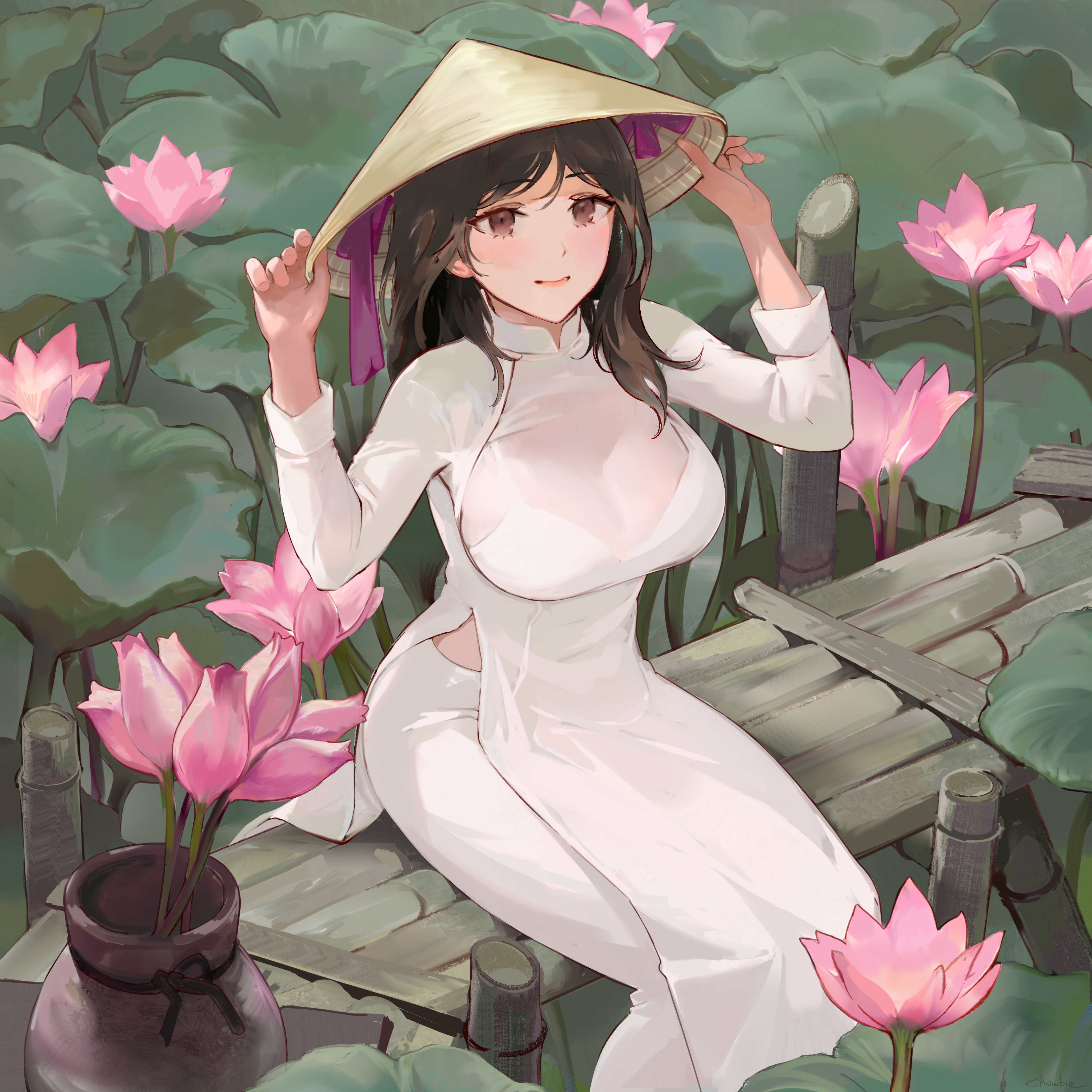 Anime Anime Girls White Dress Chowbie Dress Blush 4096x4096