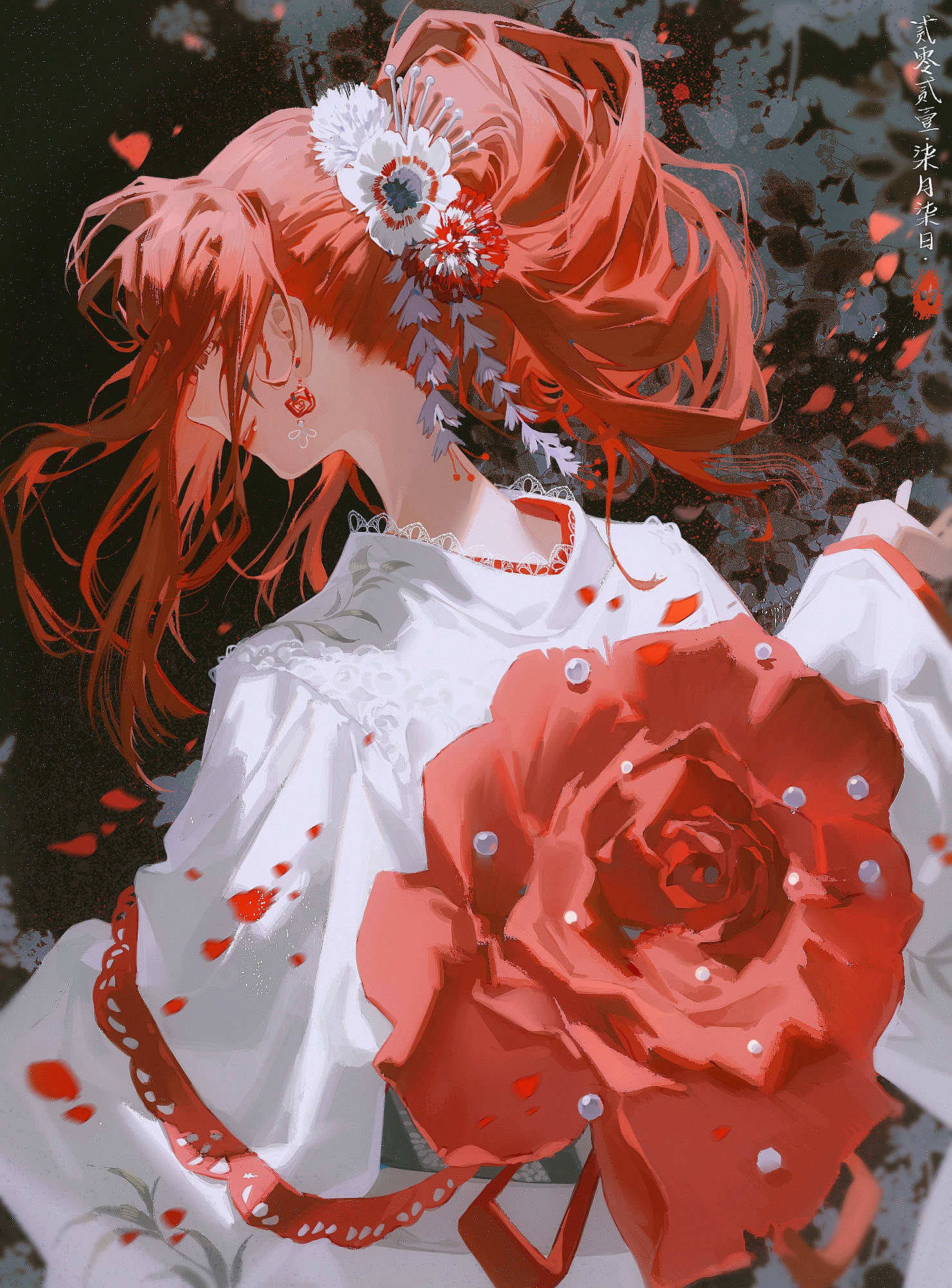 Anime Anime Girls Pixiv Forever 7th Capital Portrait Display Redhead Long Hair Parted Lips Japanese  1479x2000