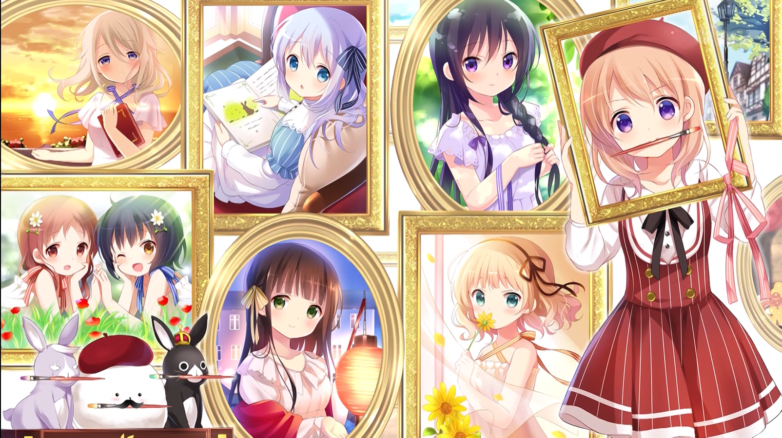 Anime Anime Girls Gochuumon Wa Usagi Desu Ka Picture Frames Smiling Blushing One Eye Closed Flower I 1604x900