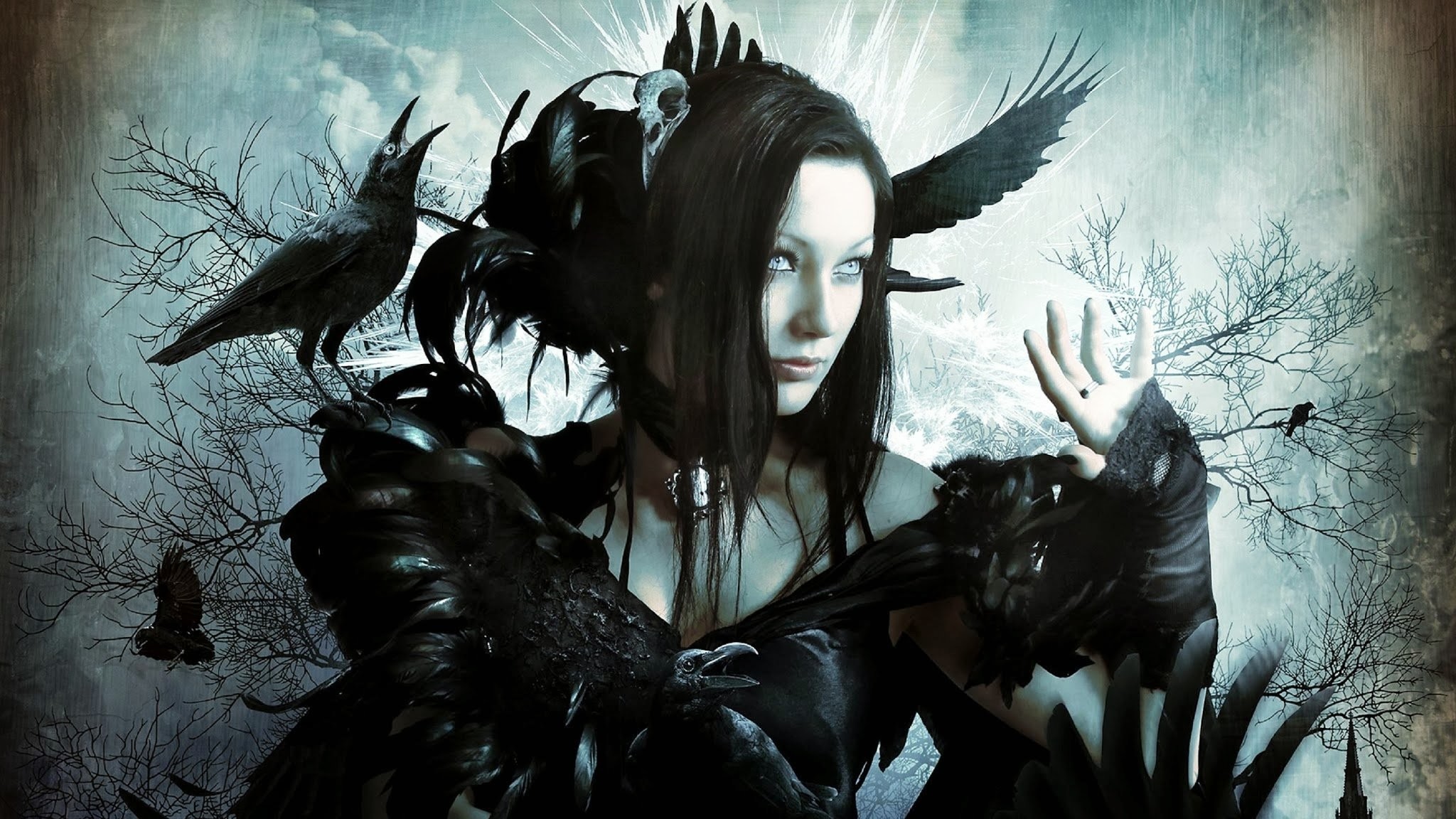 Dark Gothic Raven 2048x1152