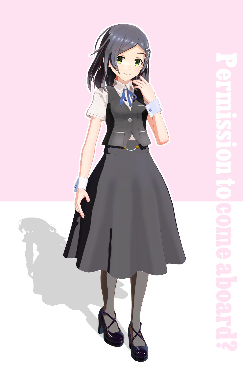 Anime Anime Girls Kantai Collection Kuroshio KanColle Short Hair Black Hair Solo Artwork Digital Art 1000x1500