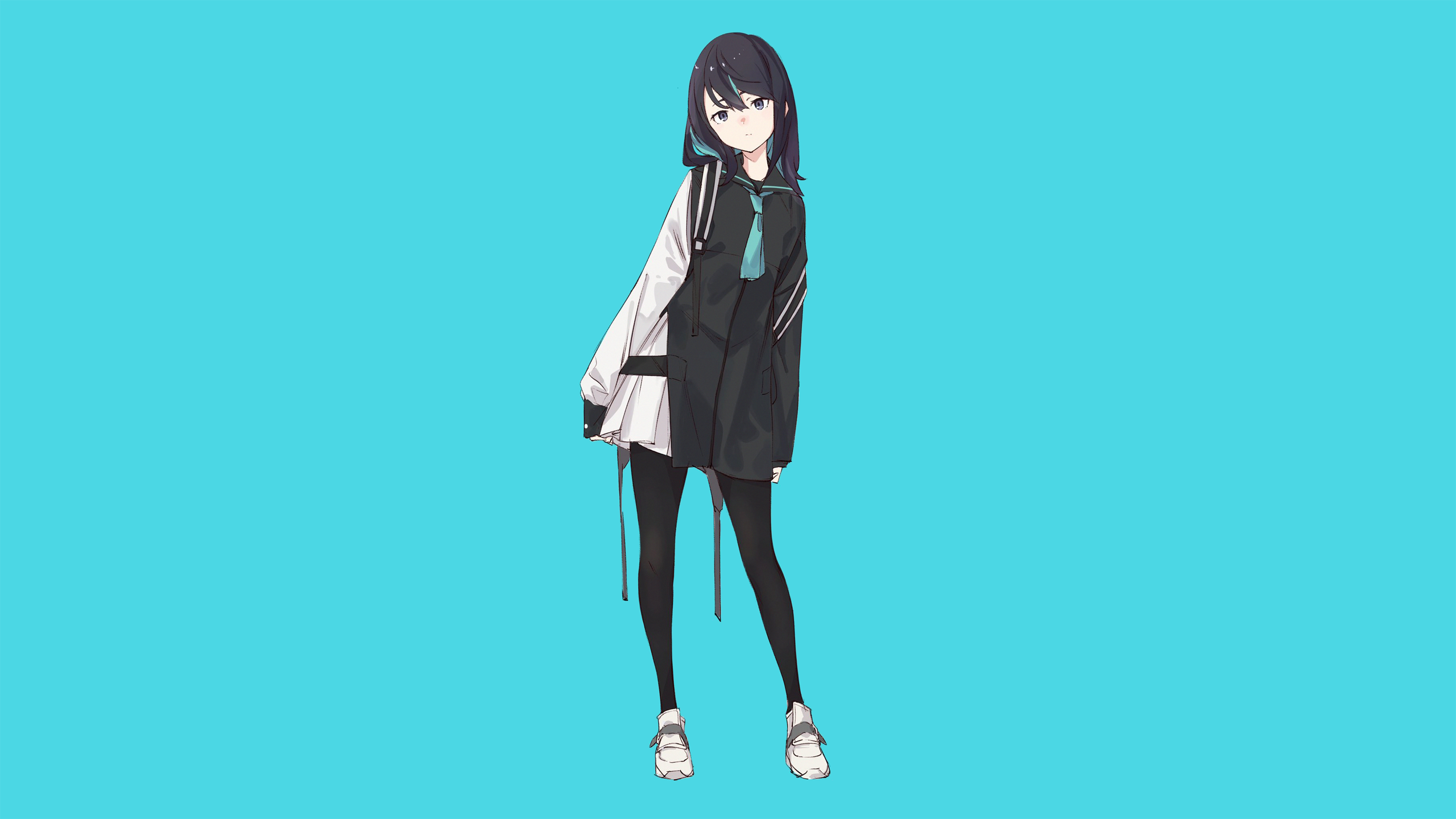 Anime Anime Girls Original Characters Minimalism Simple Background Artwork Drawing 2D Popman3580 Sch 2560x1440