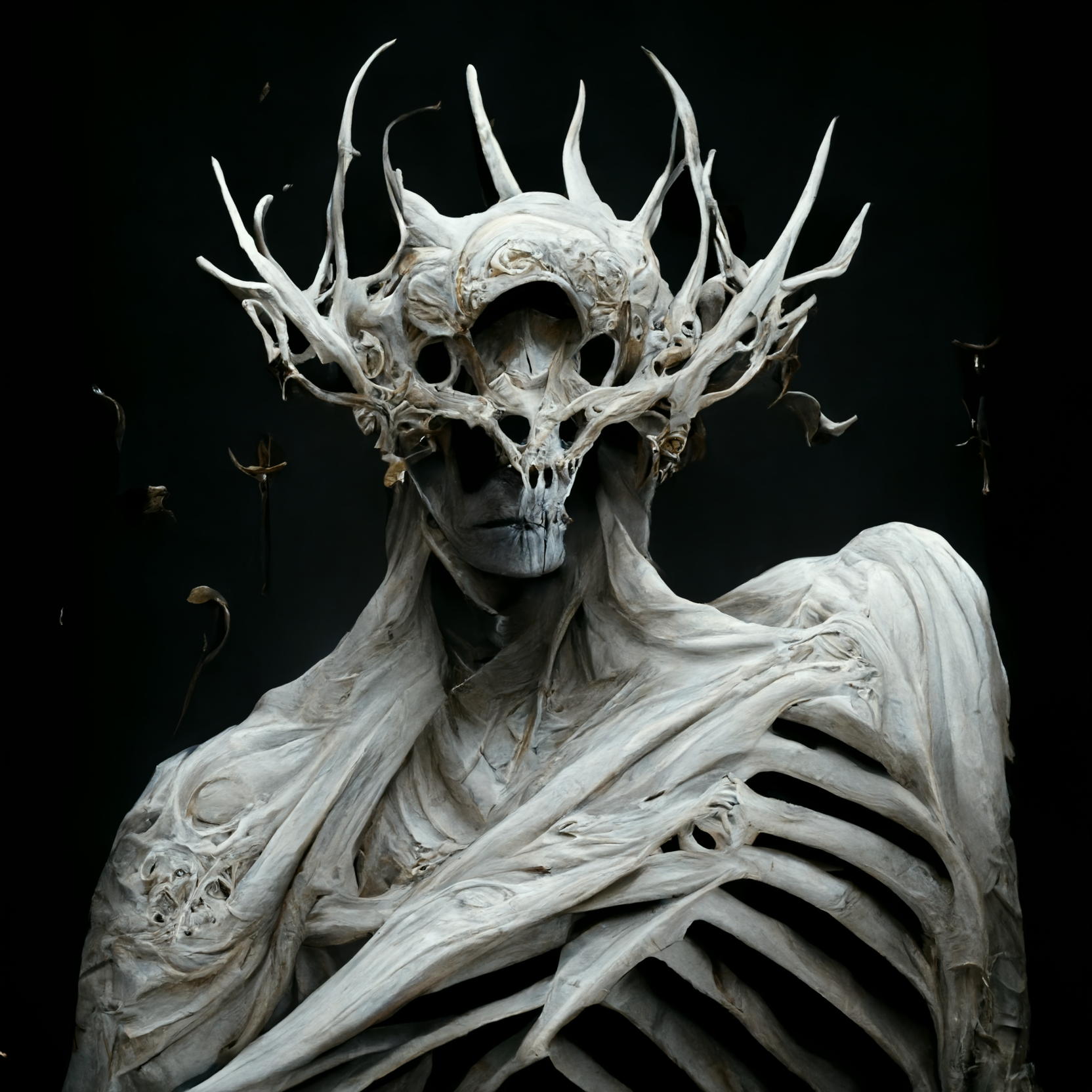 Digital Art Dark Fantasy Photorealistic Bone Skull Death Abstract Neural Network Fantasy Art Ai Art 1664x1664