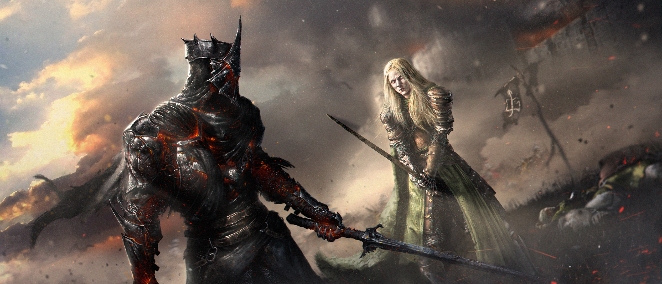 Woman Warrior Armor Nazgul Sword Witch King Of Angmar Eowyn Lotr 2520x1080